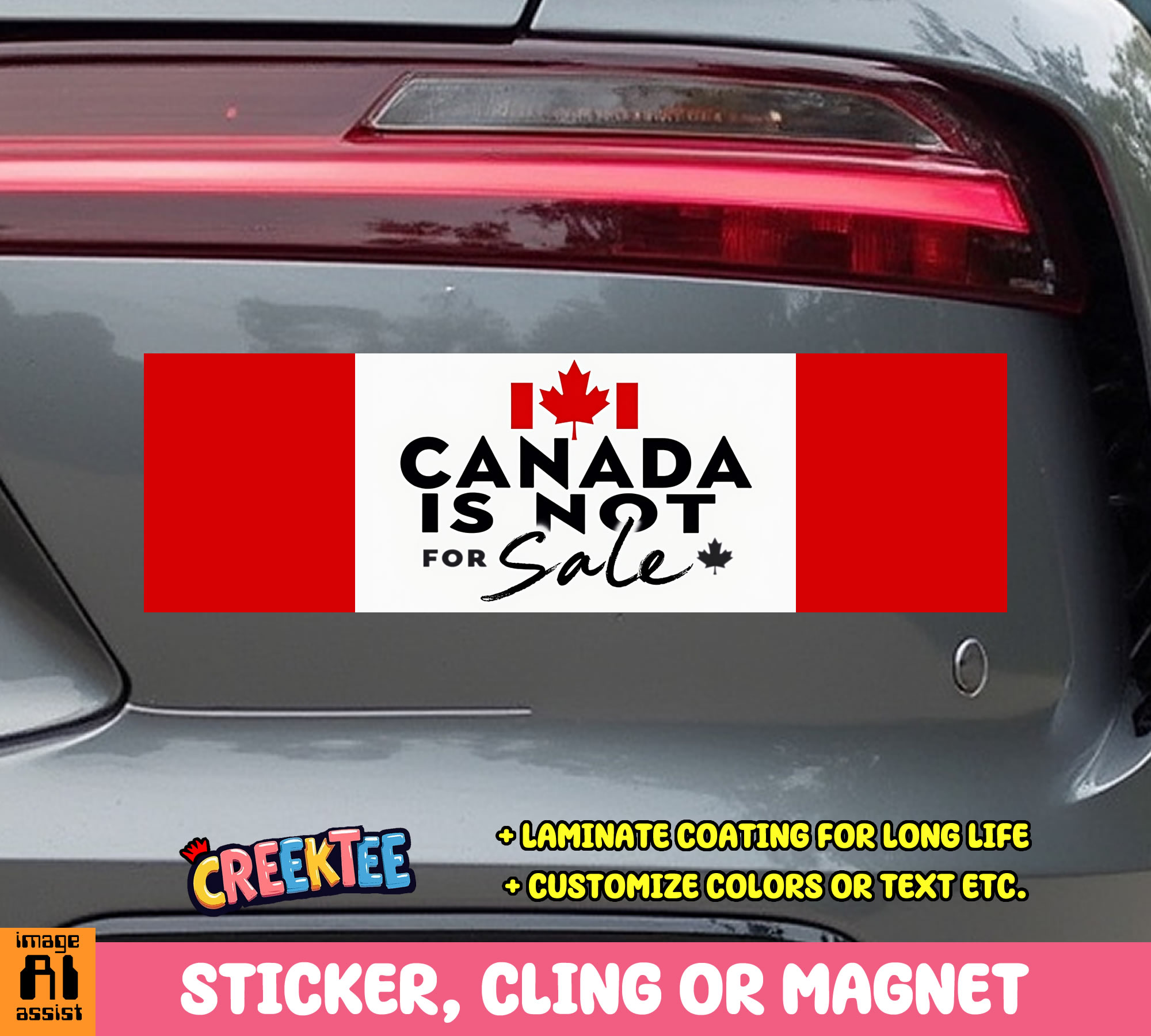 Canada is Not for Sale Vinyl Bumper Sticker  Window Cling or Magnet in UV Laminate Coating and Various Sizes - Custom Bumper Sticker, Vinyl Sticker, or Magnet