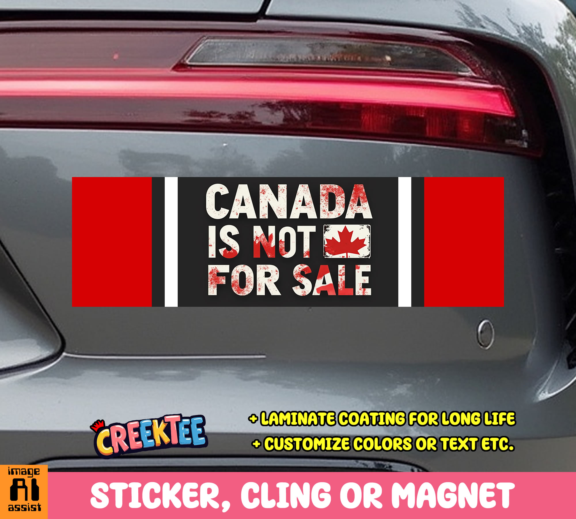 Canada is Not for Sale Vinyl Bumper Sticker  Window Cling or Magnet in UV Laminate Coating and Various Sizes - Custom Bumper Sticker, Vinyl Sticker, or Magnet