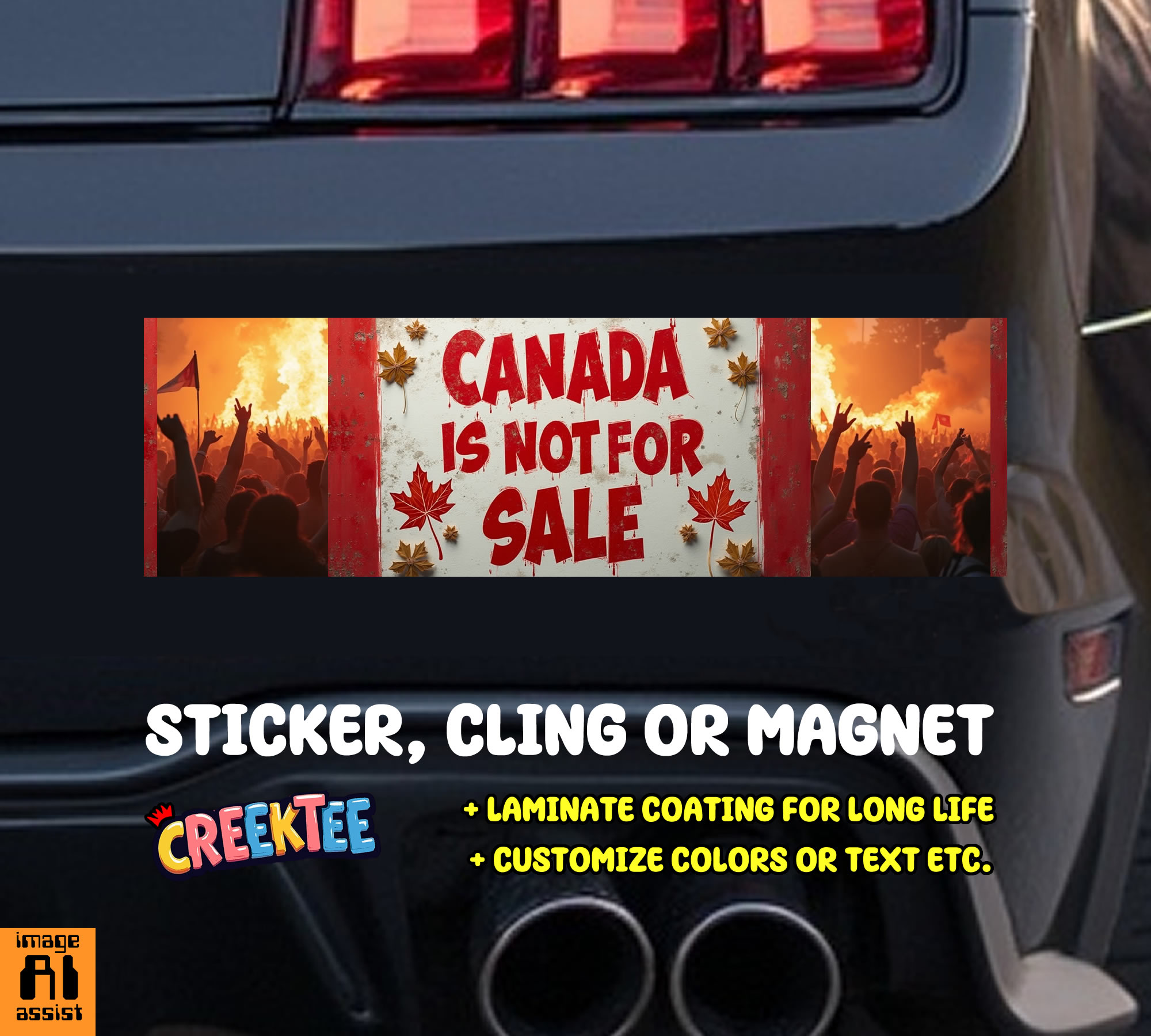 Canada Is Not For Sale Vinyl Bumper Sticker  Window Cling or Magnet in UV Laminate Coating and Various Sizes - Custom Bumper Sticker, Vinyl Sticker, or Magnet