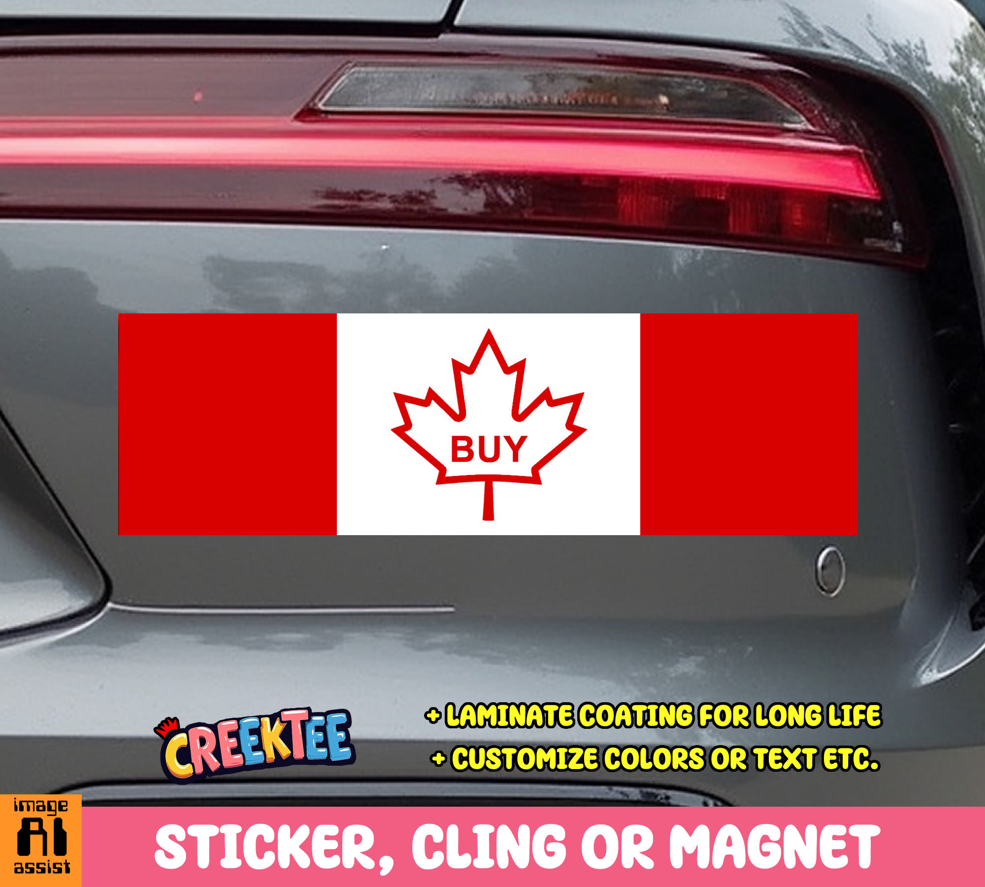 Buy Canadian Vinyl Bumper Sticker  Window Cling or Bumper Sticker Magnet in UV Laminate Coating - Custom Bumper Sticker, Vinyl Sticker, or Magnet