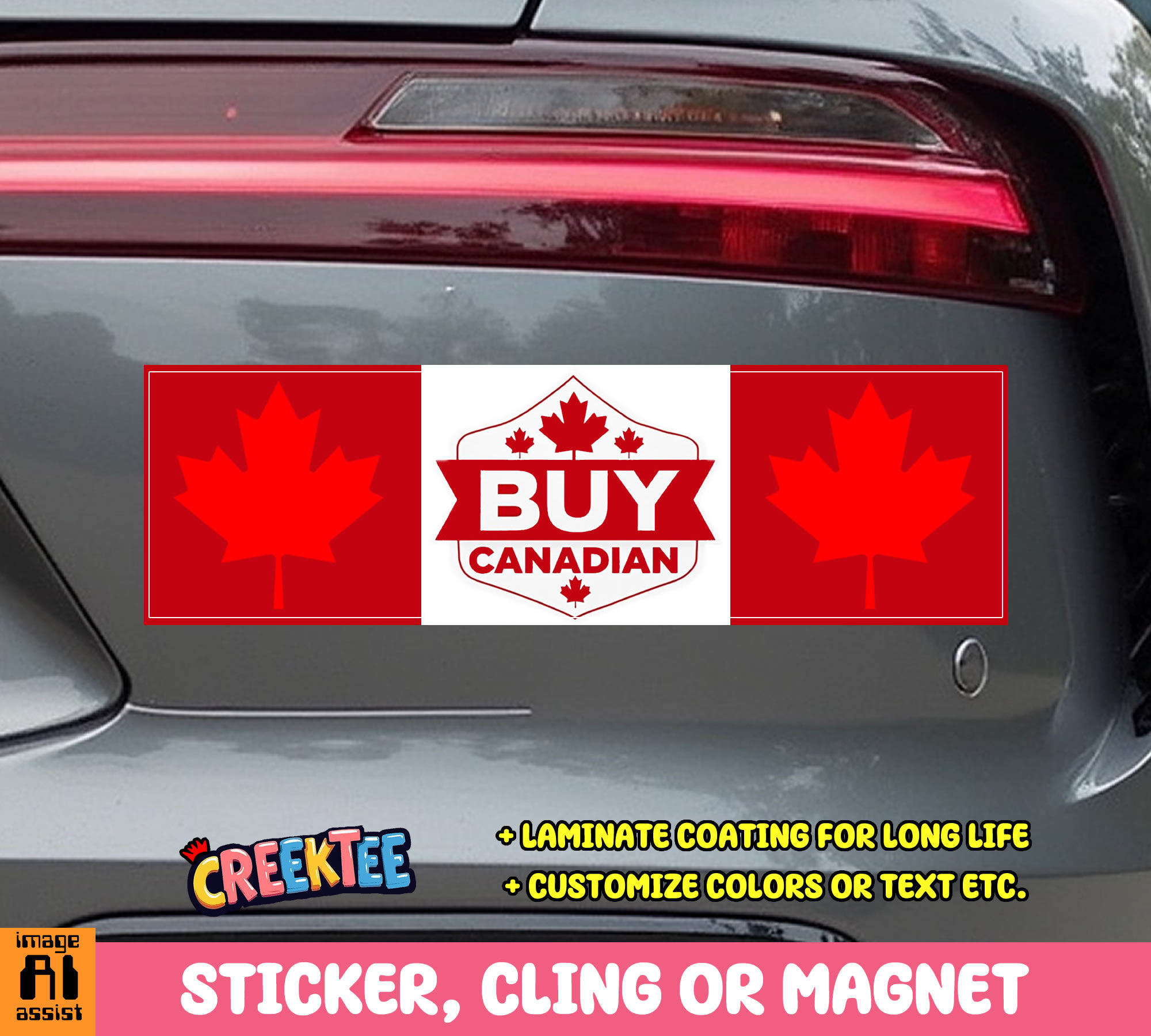 Buy Canadian Vinyl Bumper Sticker  Window Cling or Bumper Sticker Magnet in UV Laminate Coating - Custom Bumper Sticker, Vinyl Sticker, or Magnet