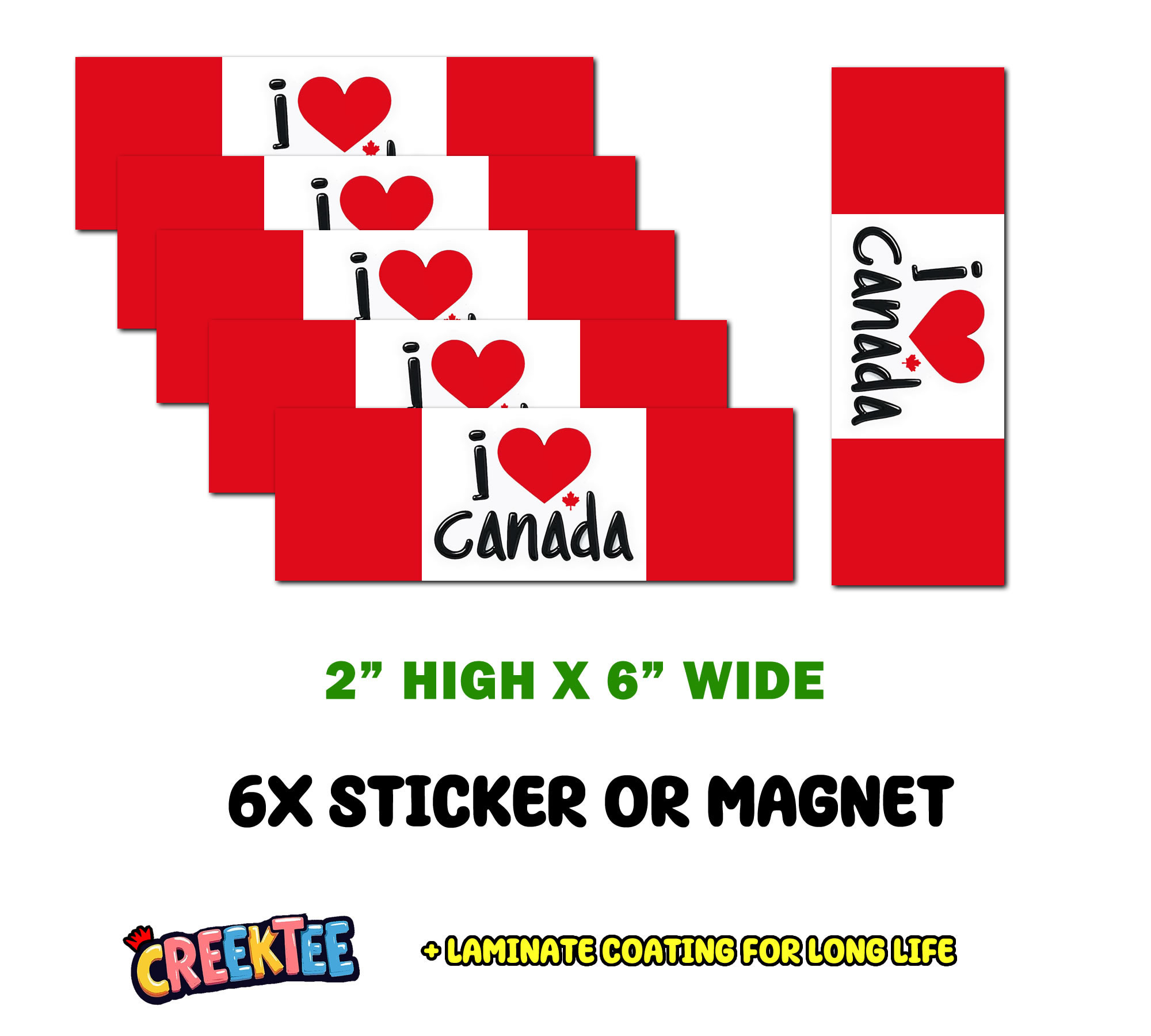 I heart Canada Custom Vinyl Bumper Sticker  Cling or Magnet With Laminate Coating  Various Sizes - Custom Bumper Sticker, Vinyl Sticker, or Magnet