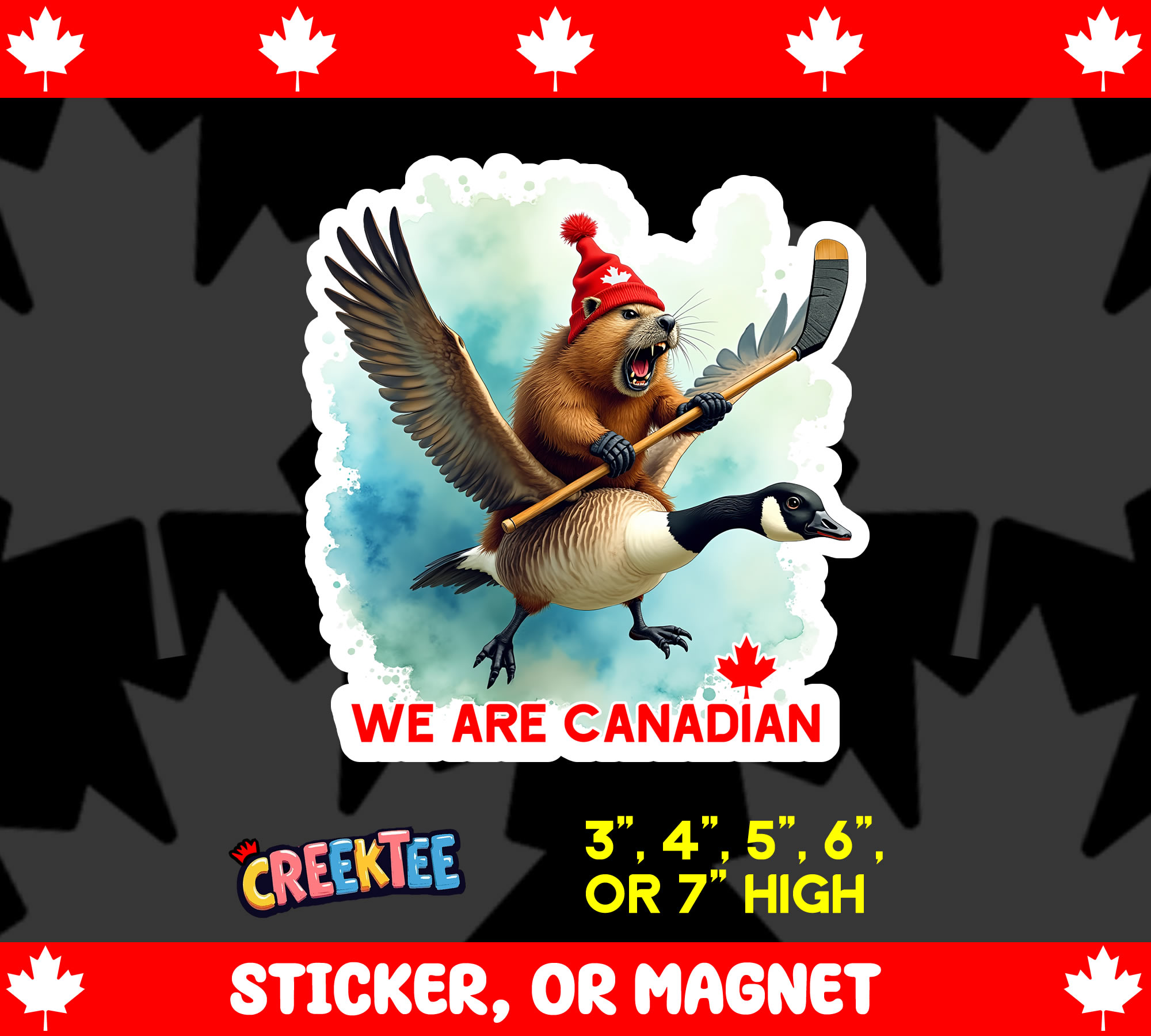 We Are Canadian Die Cut Vinyl Sticker  Window Cling or Magnet with Laminate Coating in Various Sizes - Custom Bumper Sticker, Vinyl Sticker, or Magnet