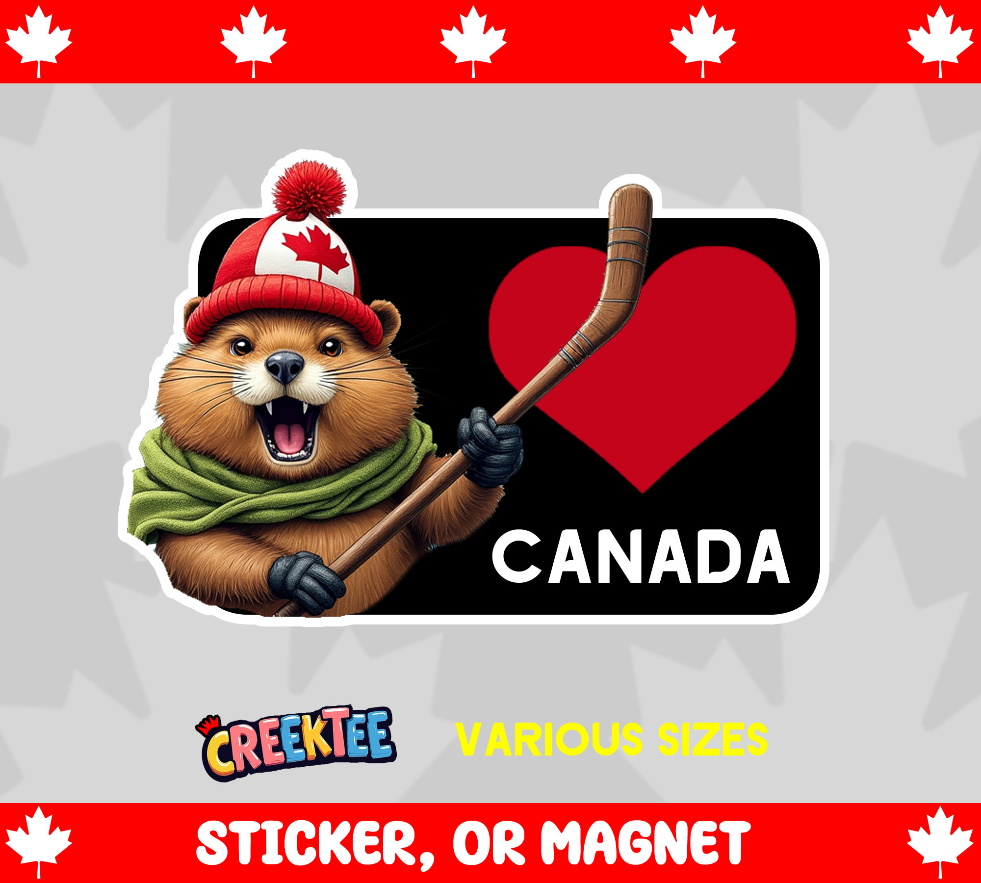 I heart Canada Die Cut Vinyl Sticker  Window Cling or Magnet with Laminate Coating in Various Sizes - Custom Bumper Sticker, Vinyl Sticker, or Magnet