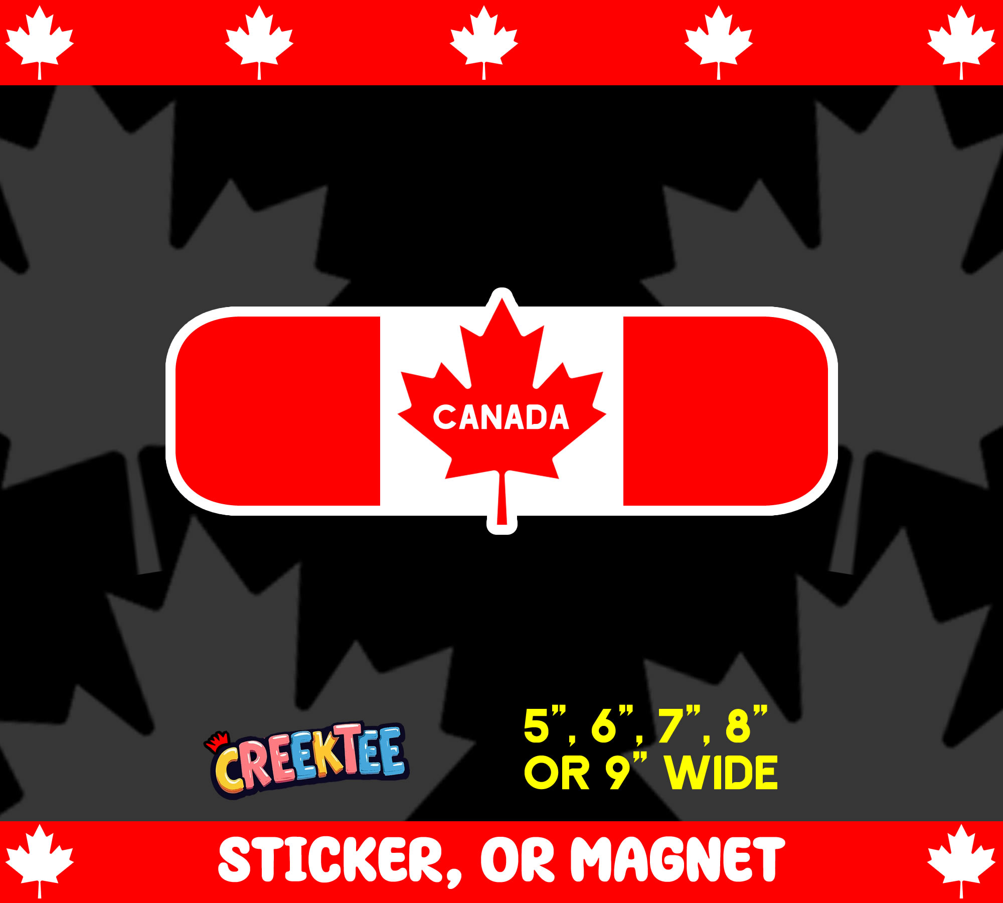 Canada Vinyl Bumper Sticker  Window Cling or Magnet in UV Laminate Coating and Various Sizes - Custom Bumper Sticker, Vinyl Sticker, or Magnet