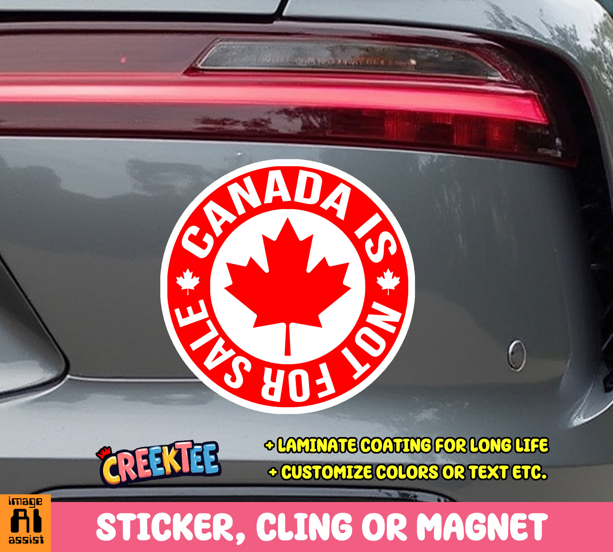Canada is Not for Sale Die Cut Vinyl Sticker  Window Cling or Magnet with Laminate Coating in Various Sizes - Custom Bumper Sticker, Vinyl Sticker, or Magnet