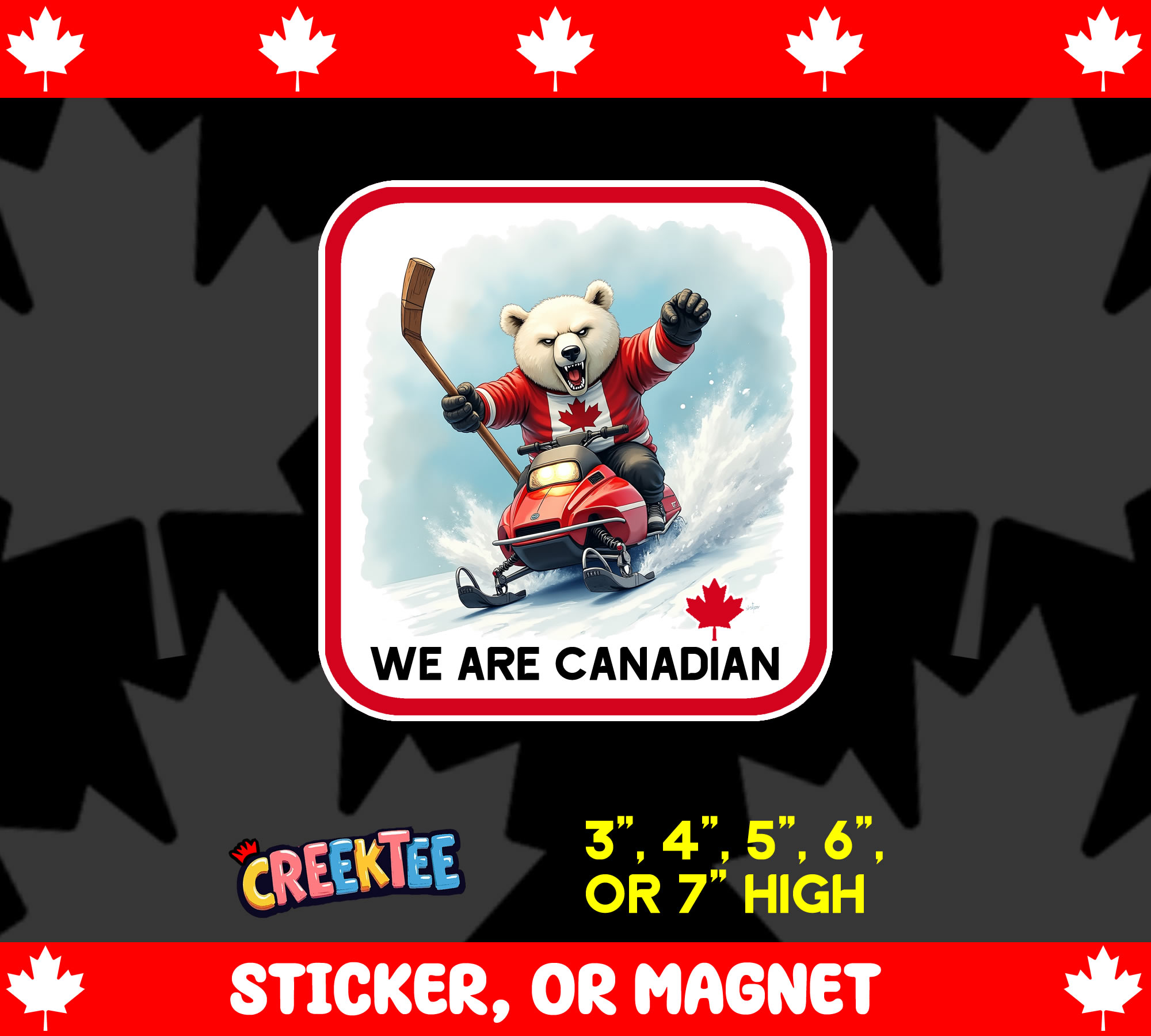 We Are Canadian Vinyl Sticker  Window Cling or Magnet with Laminate Coating in Various Sizes - Custom Bumper Sticker, Vinyl Sticker, or Magnet