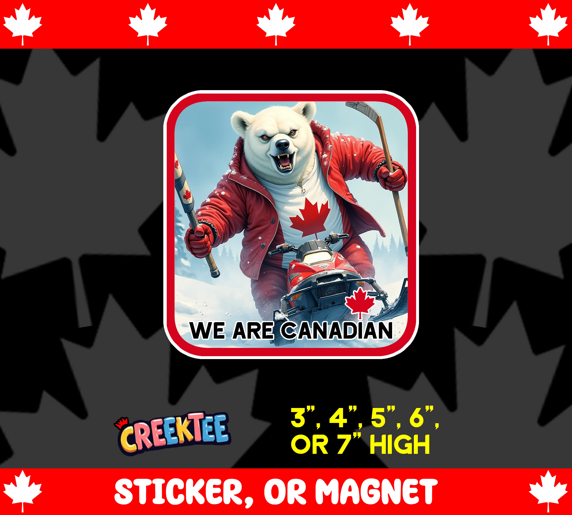 We Are Canadian Vinyl Sticker  Window Cling or Magnet with Laminate Coating in Various Sizes - Custom Bumper Sticker, Vinyl Sticker, or Magnet