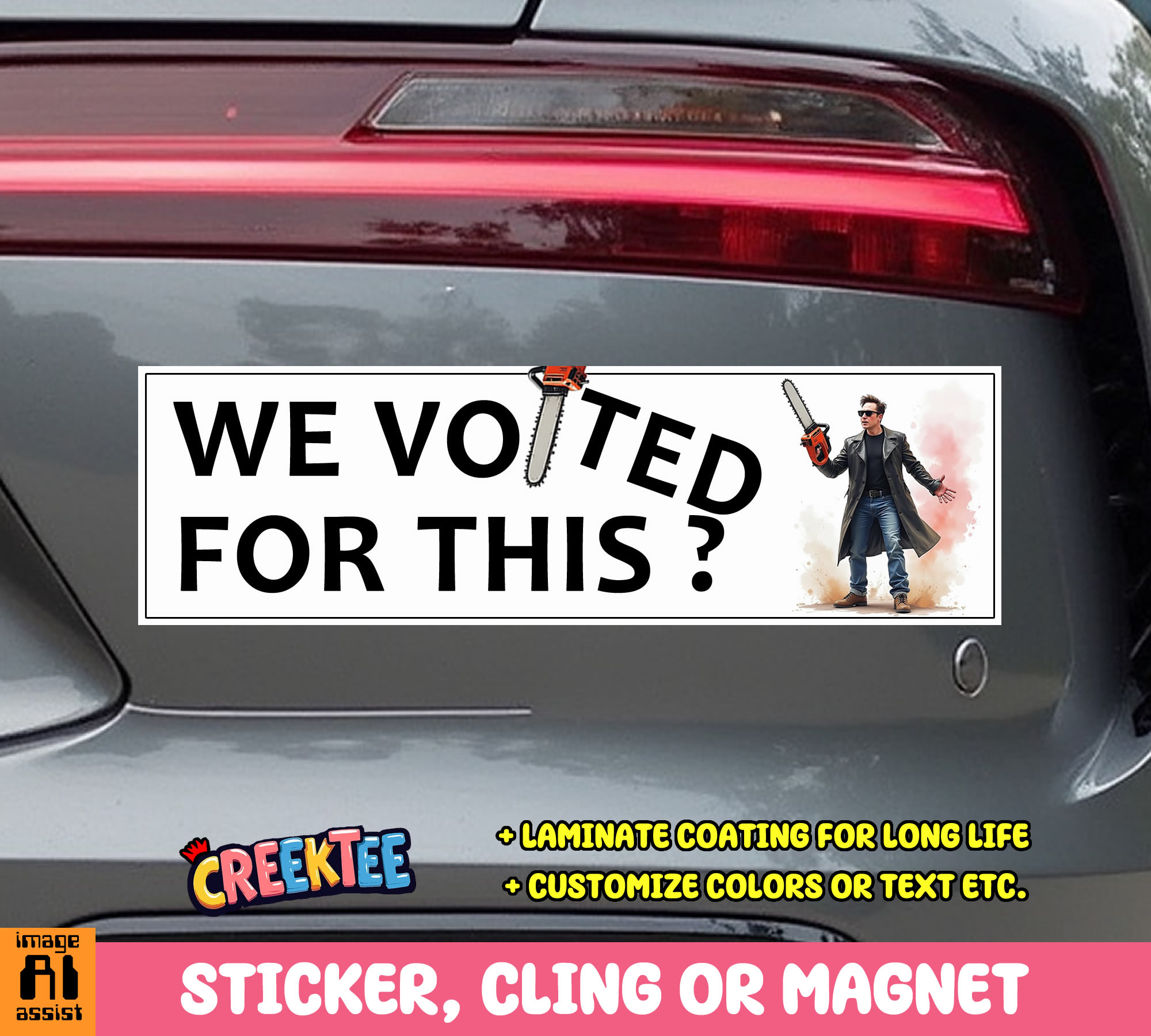 We Voted for This  Vinyl Bumper Sticker  Window Cling or Magnet in UV Laminate Coating and Various Sizes - Custom Bumper Sticker, Vinyl Sticker, or Magnet