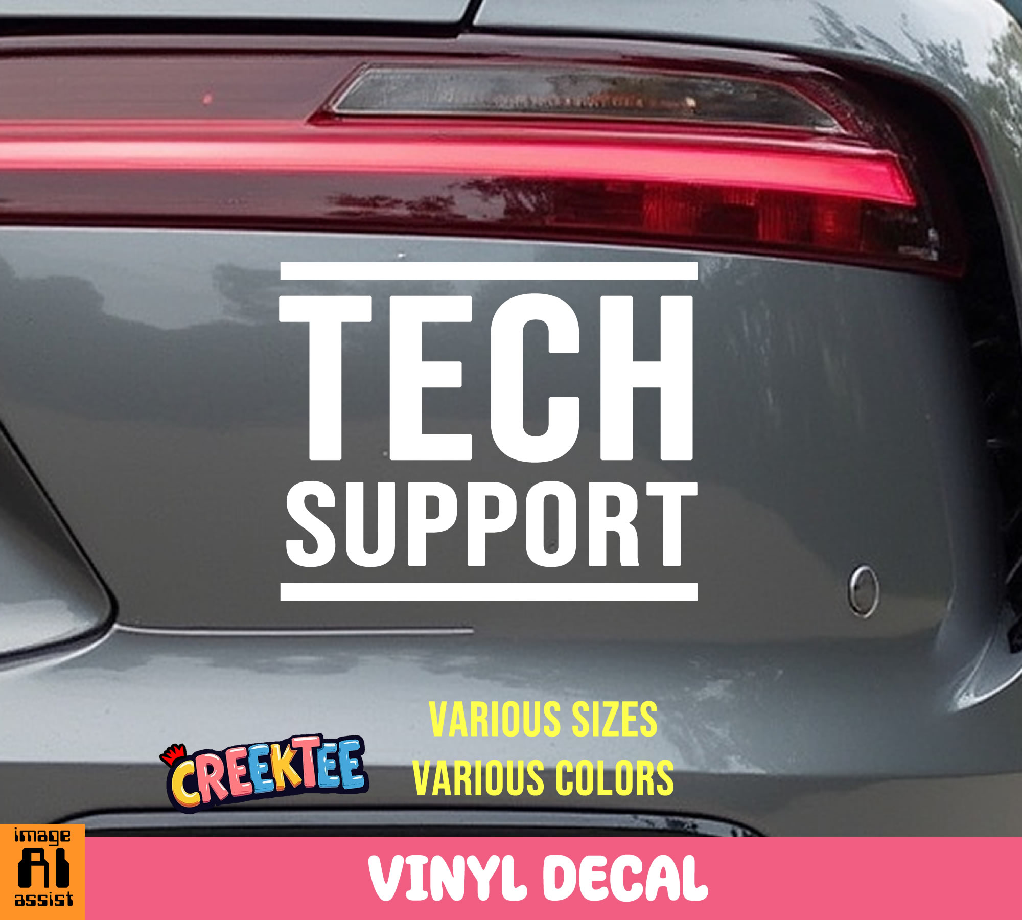 Tech Support Vinyl Decal In Various Colors  Chrome Colors and Various Sizes - Custom Bumper Sticker, Vinyl Sticker, or Magnet