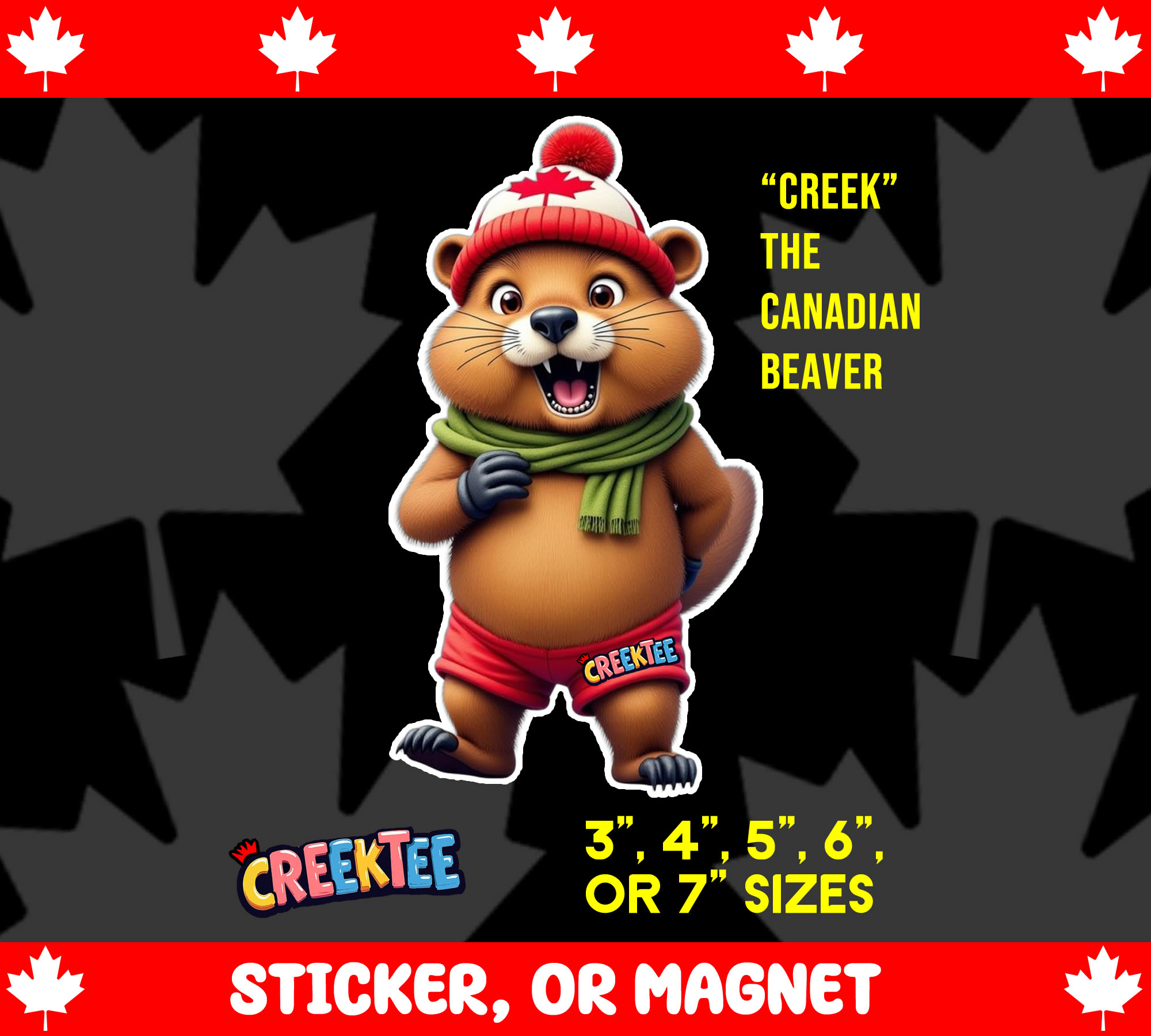  Creek  the Canadian Beaver Die Cut Vinyl Sticker  Window Cling or Magnet with Laminate Coating in Various Sizes - Custom Bumper Sticker, Vinyl Sticker, or Magnet