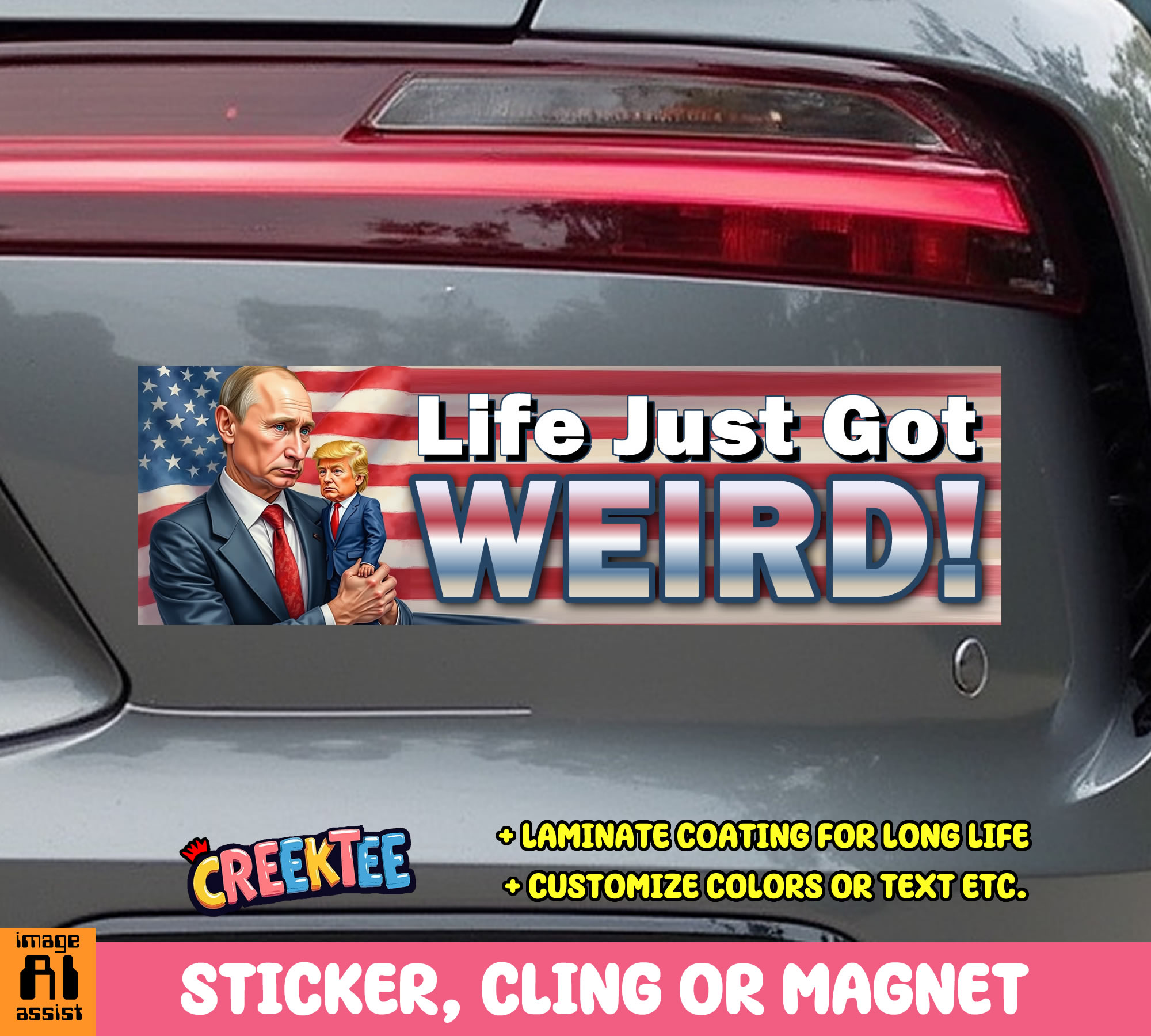 Life Just got WEIRD  Vinyl Bumper Sticker  Window Cling or Magnet in UV Laminate Coating and Various Sizes - Custom Bumper Sticker, Vinyl Sticker, or Magnet