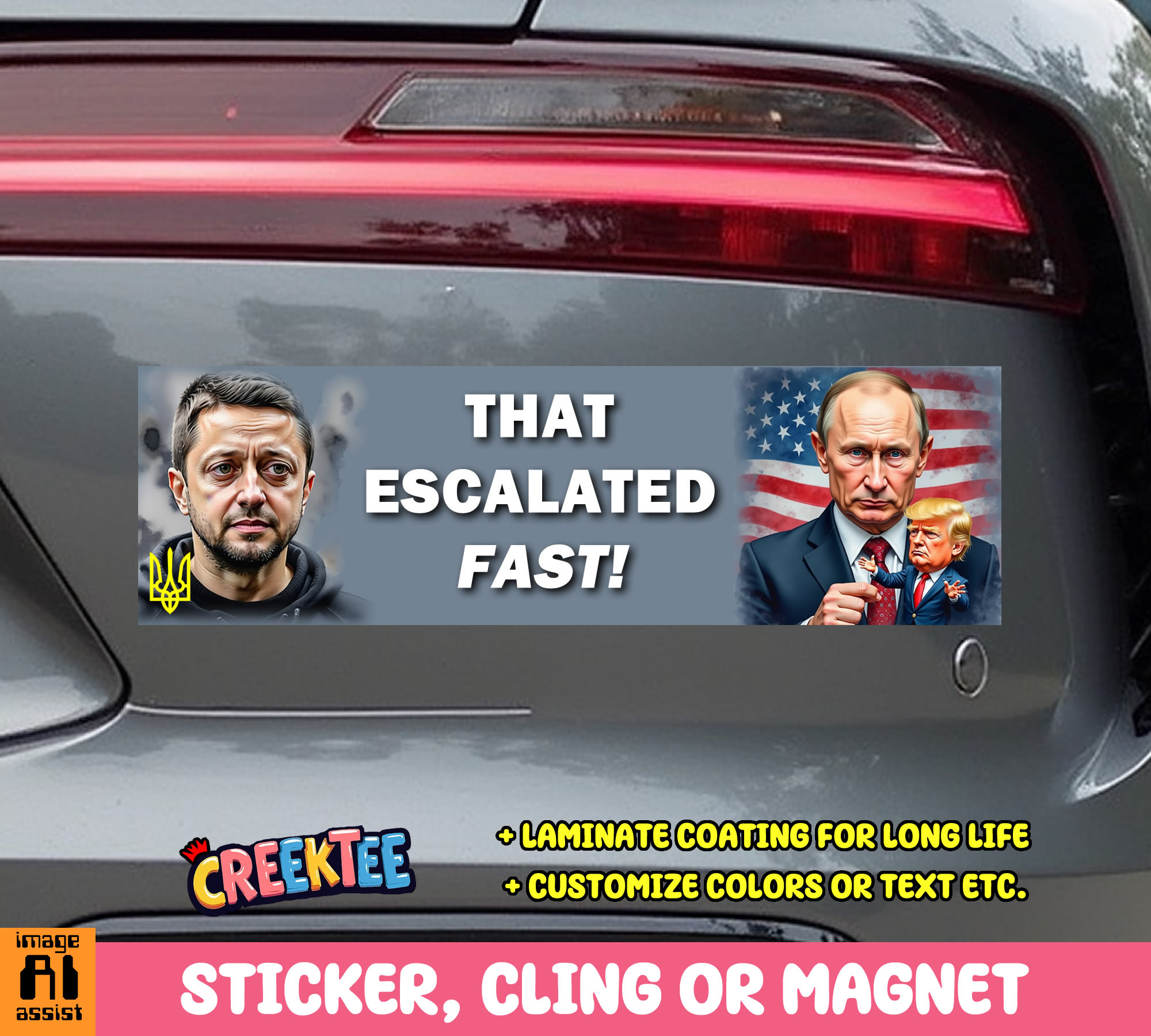 That Escalated Fast  Vinyl Bumper Sticker  Window Cling or Magnet in UV Laminate Coating and Various Sizes - Custom Bumper Sticker, Vinyl Sticker, or Magnet