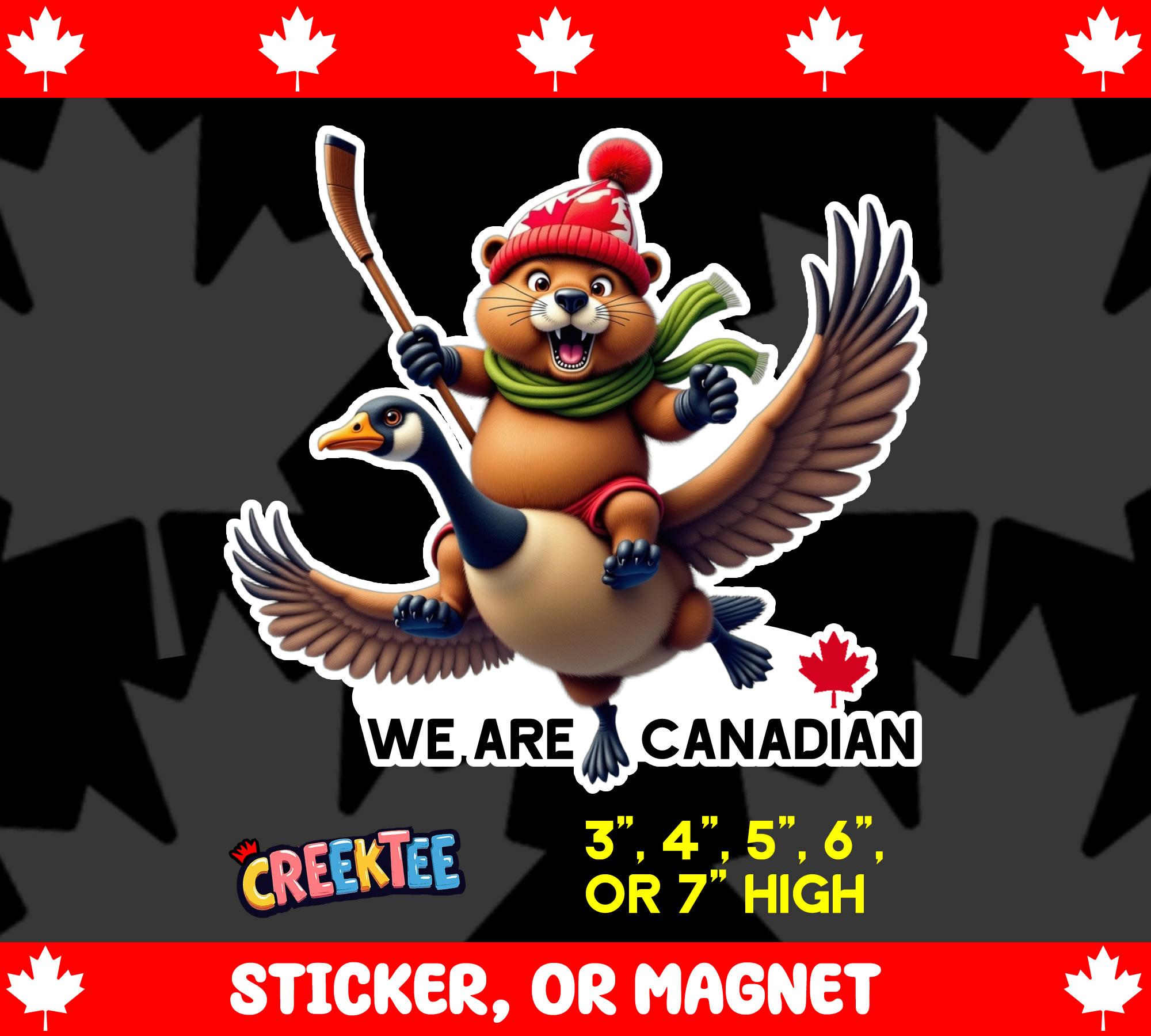 We Are Canadian Die Cut Vinyl Sticker  Window Cling or Magnet with Laminate Coating in Various Sizes - Custom Bumper Sticker, Vinyl Sticker, or Magnet