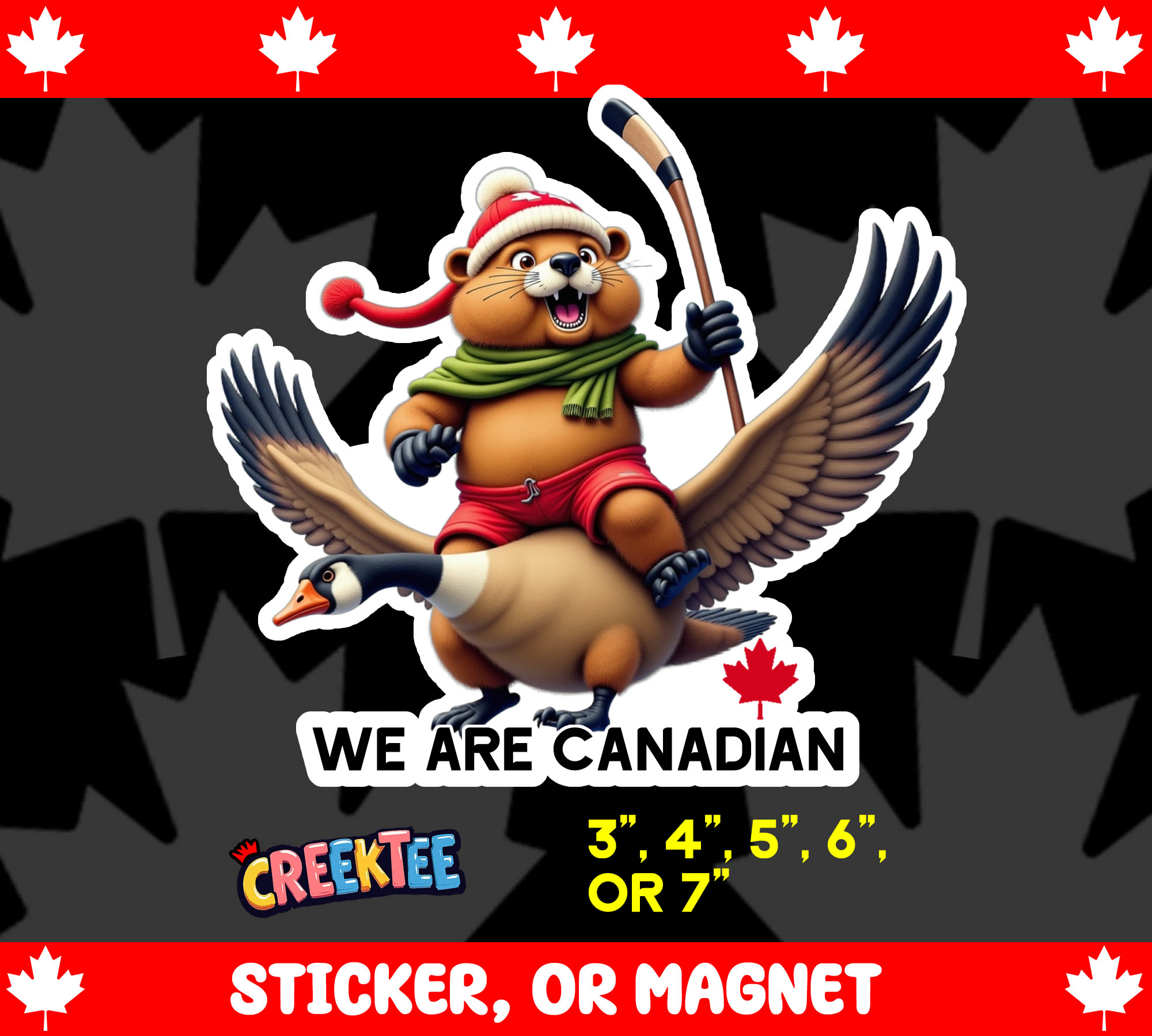 We Are Canadian Die Cut Vinyl Sticker  Window Cling or Magnet with Laminate Coating in Various Sizes - Custom Bumper Sticker, Vinyl Sticker, or Magnet
