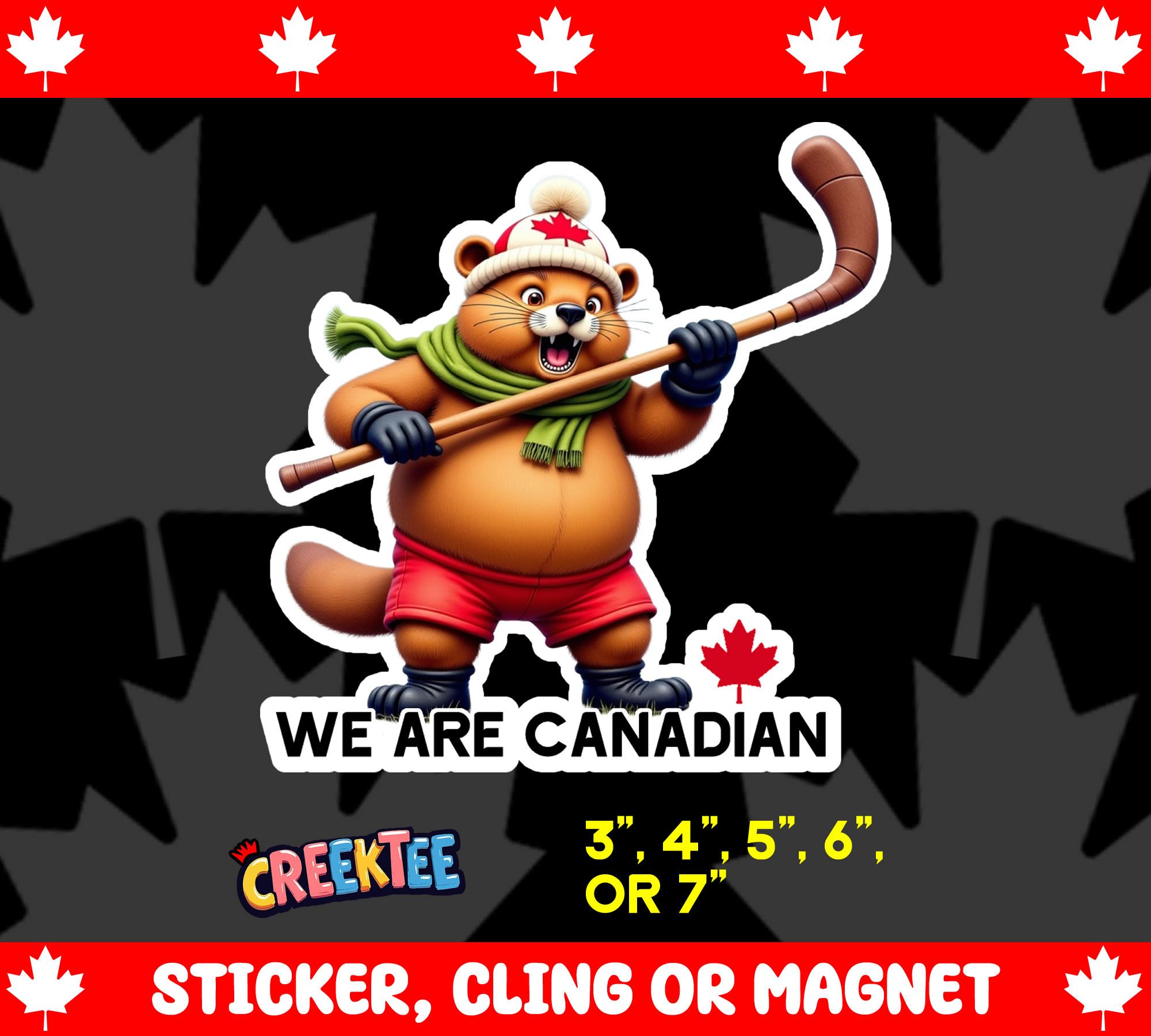 We Are Canadian Die Cut Vinyl Sticker  Window Cling or Magnet with Laminate Coating in Various Sizes - Custom Bumper Sticker, Vinyl Sticker, or Magnet