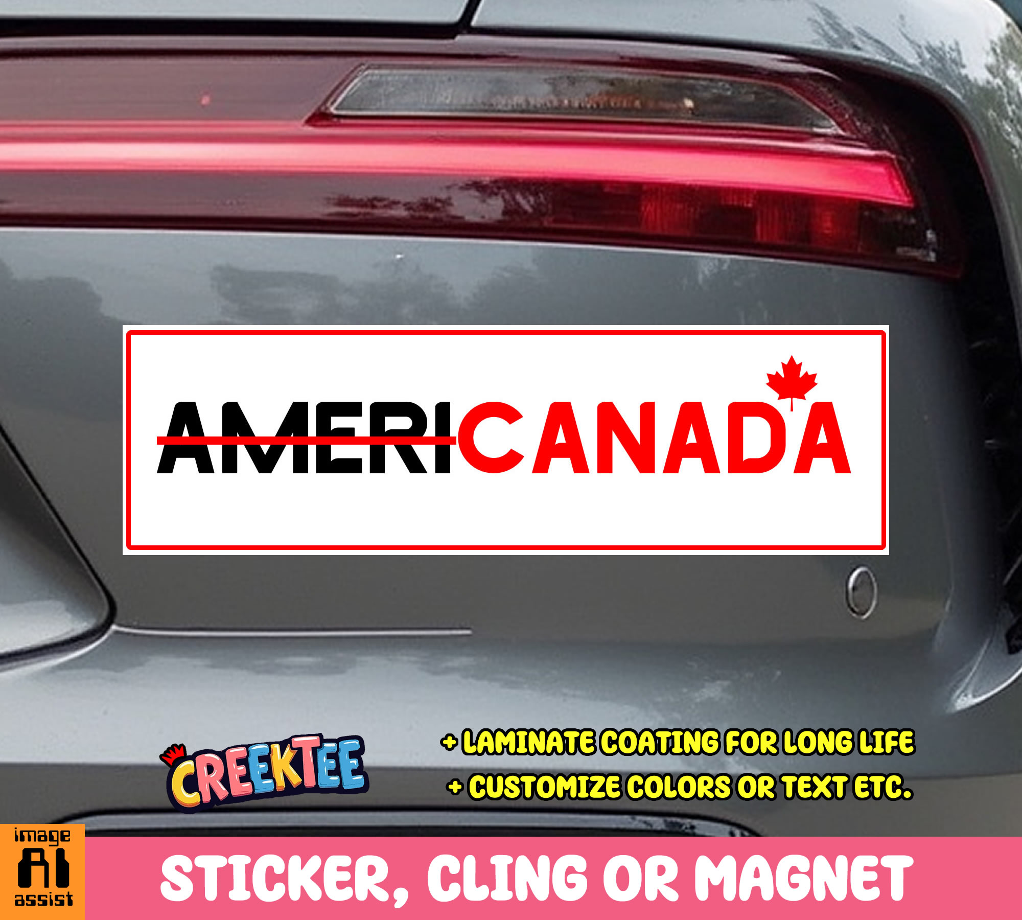 Canada Vinyl Bumper Sticker  Window Cling or Magnet in UV Laminate Coating and Various Sizes - Custom Bumper Sticker, Vinyl Sticker, or Magnet