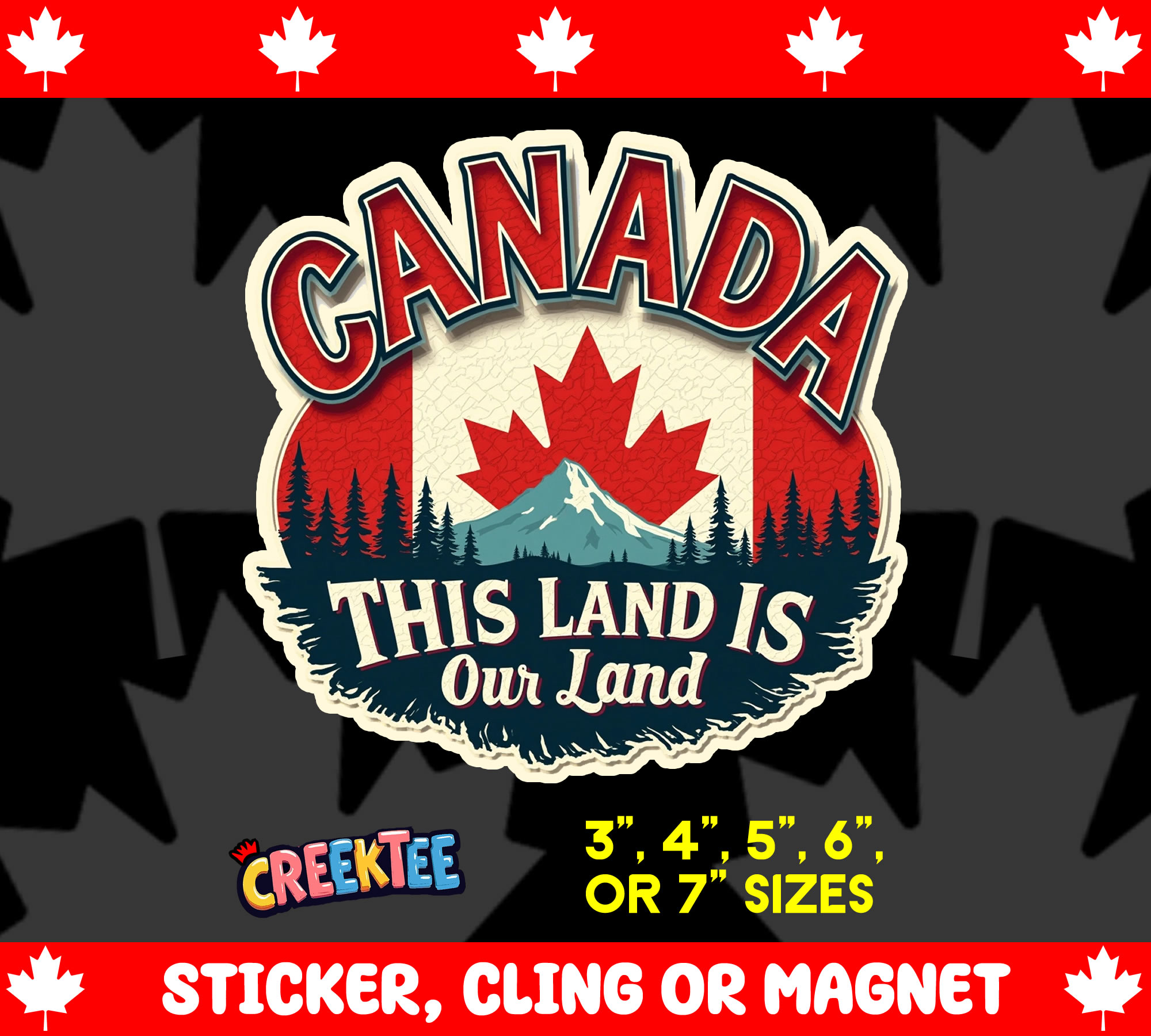 Canada  This Land is Our Land Die Cut Vinyl Sticker  Window Cling or Magnet with Laminate Coating in Various Sizes - Custom Bumper Sticker, Vinyl Sticker, or Magnet