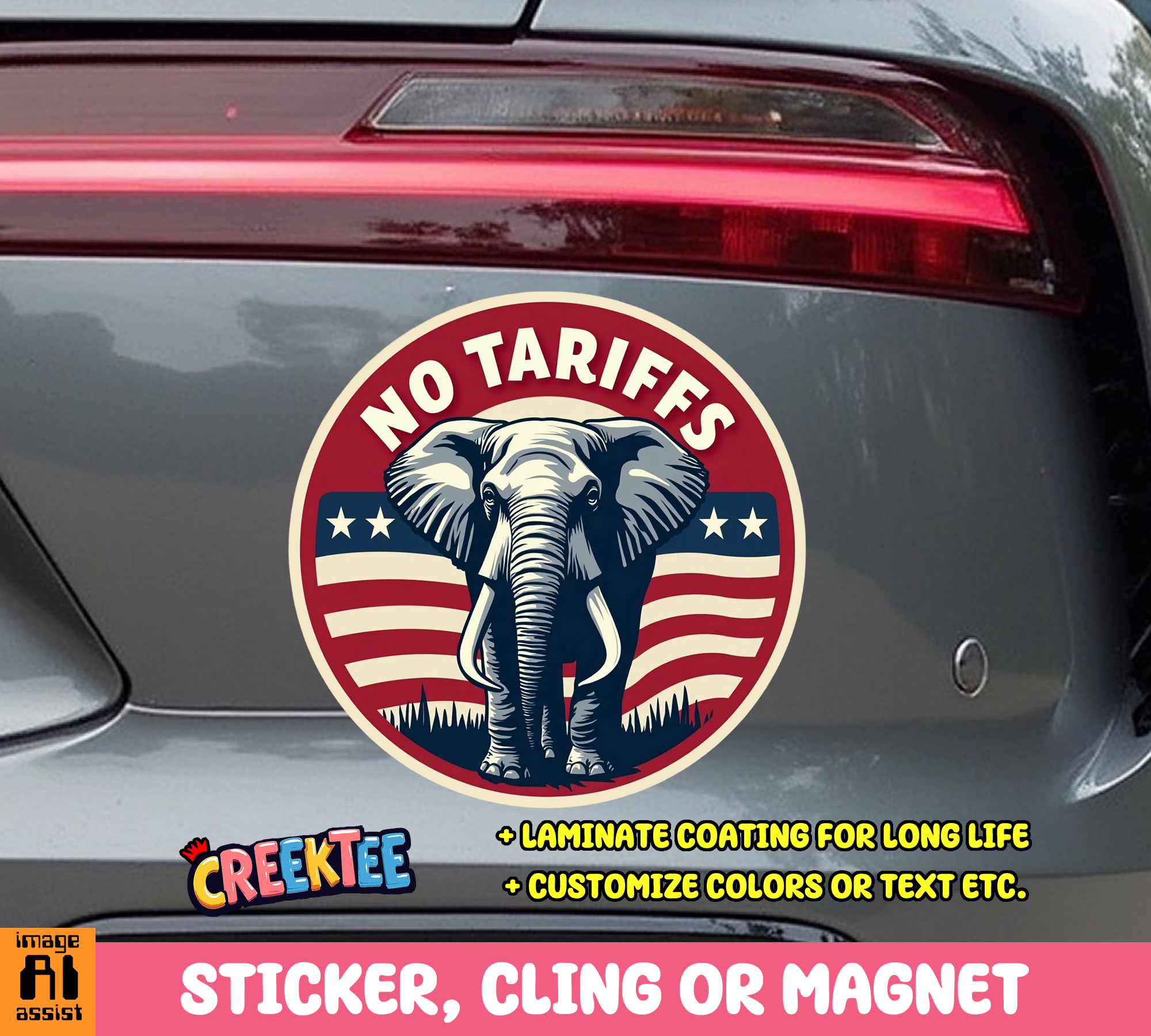 No Tariffs Vinyl Sticker  Window Cling or Magnet with Laminate Coating in Various Sizes - Custom Bumper Sticker, Vinyl Sticker, or Magnet