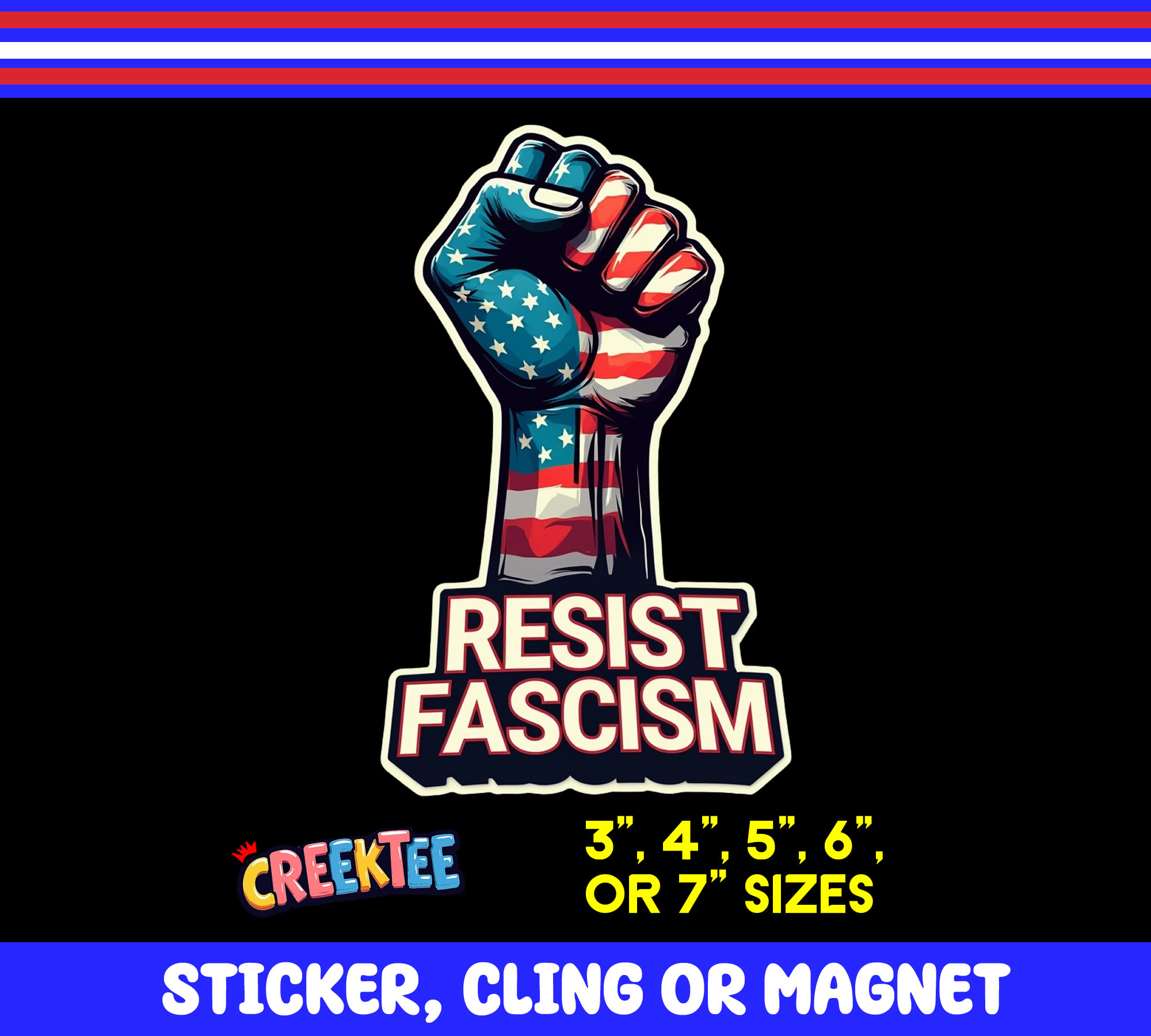 Resist Fascism Die Cut Vinyl Sticker  Window Cling or Magnet with Laminate Coating in Various Sizes - Custom Bumper Sticker, Vinyl Sticker, or Magnet