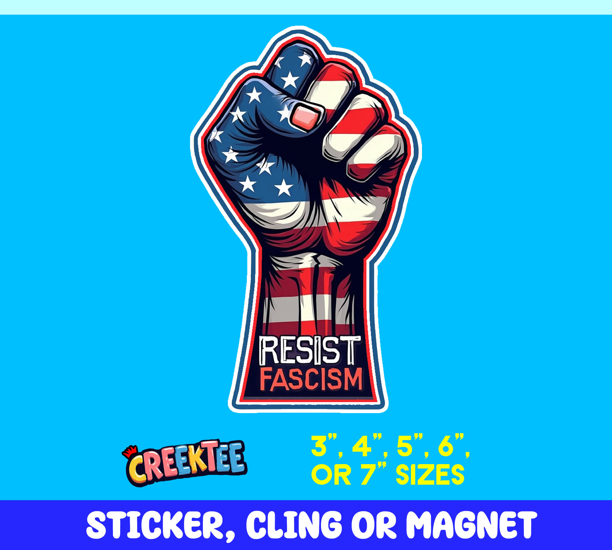 Resist Fascism Die Cut Vinyl Sticker  Window Cling or Magnet with Laminate Coating in Various Sizes - Custom Bumper Sticker, Vinyl Sticker, or Magnet