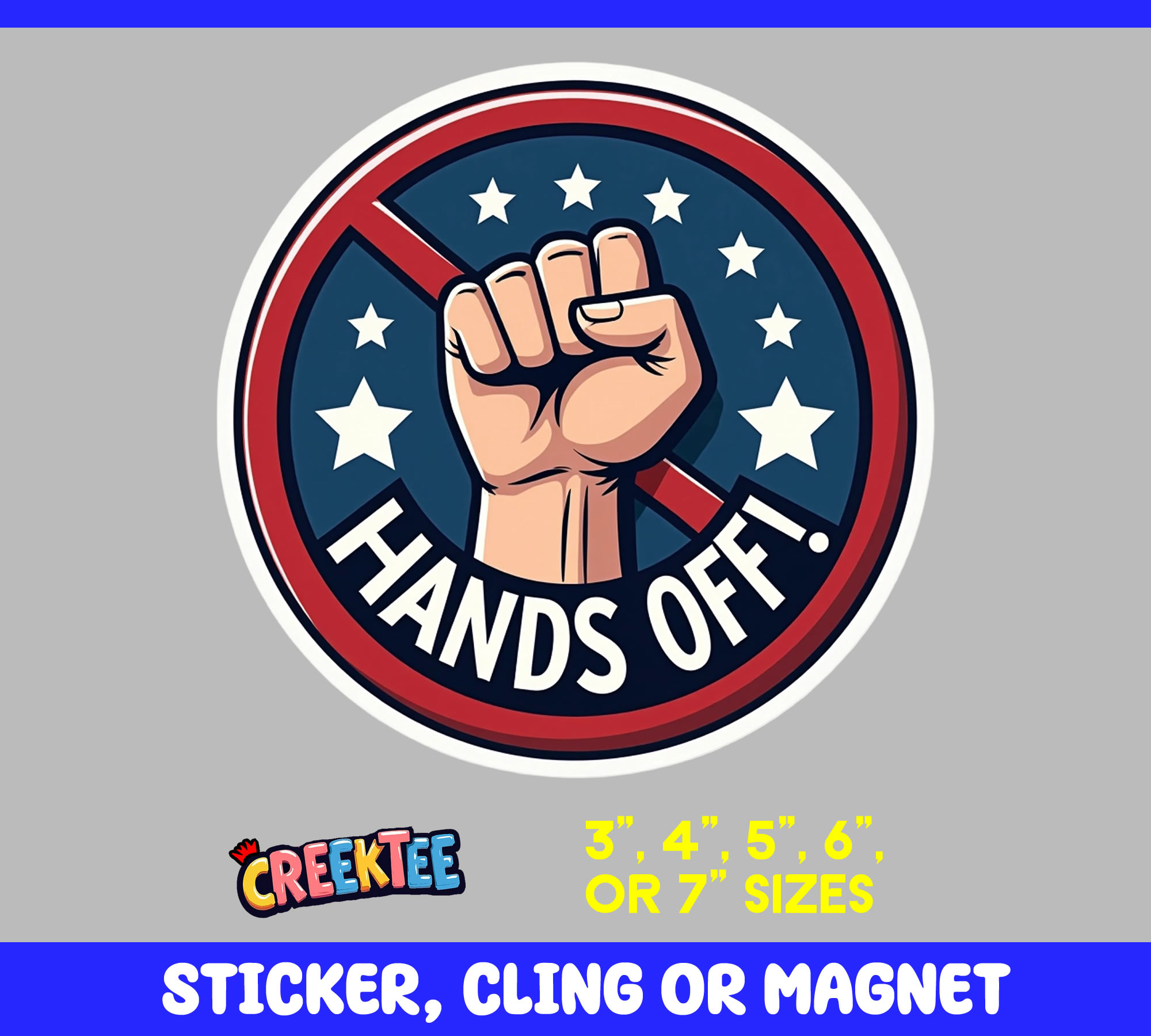Hands Off USA Vinyl Sticker  Window Cling or Magnet with Laminate Coating in Various Sizes - Custom Bumper Sticker, Vinyl Sticker, or Magnet