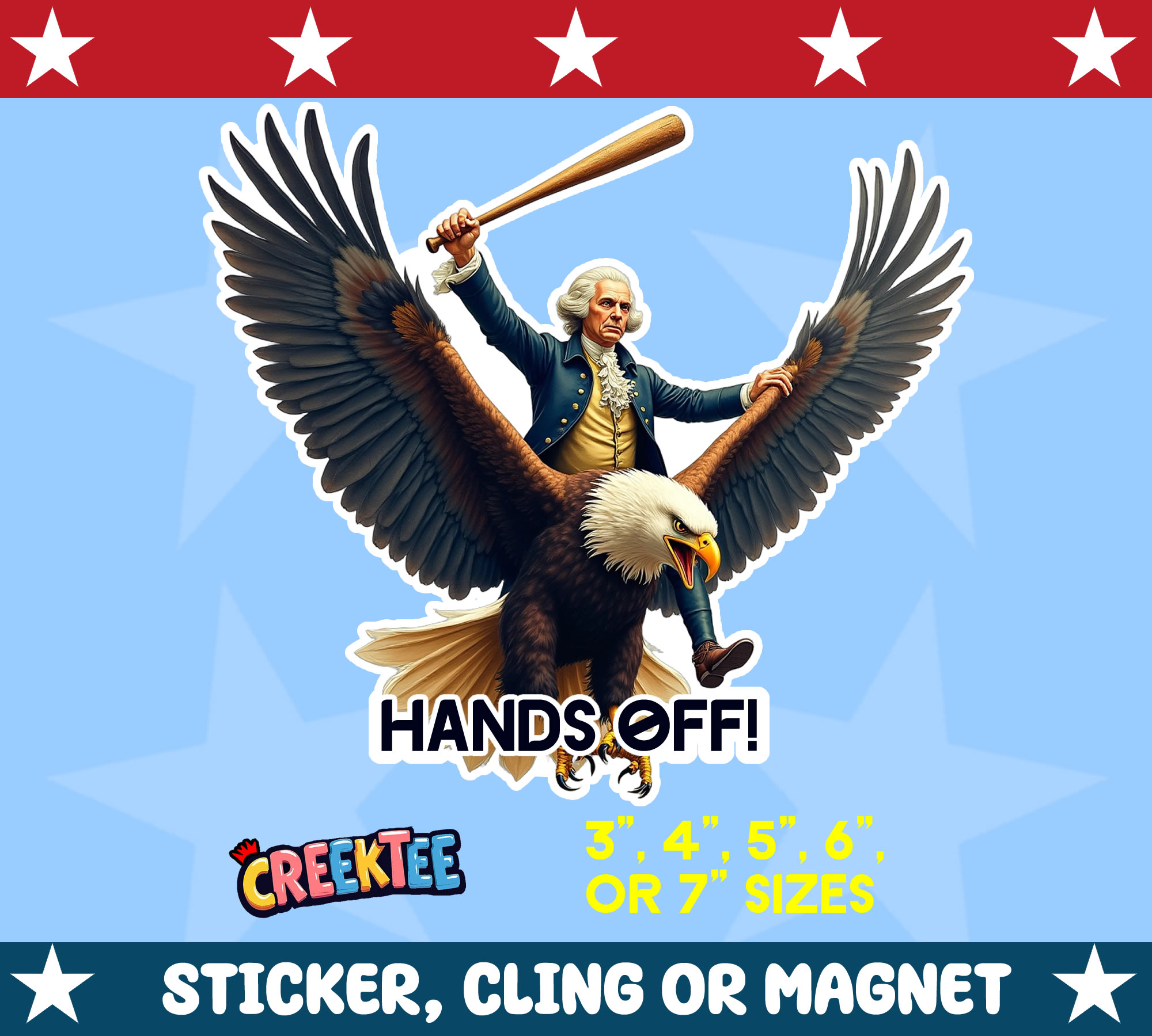 Hands Off USA Die Cut Vinyl Sticker  Window Cling or Magnet with Laminate Coating in Various Sizes - Custom Bumper Sticker, Vinyl Sticker, or Magnet