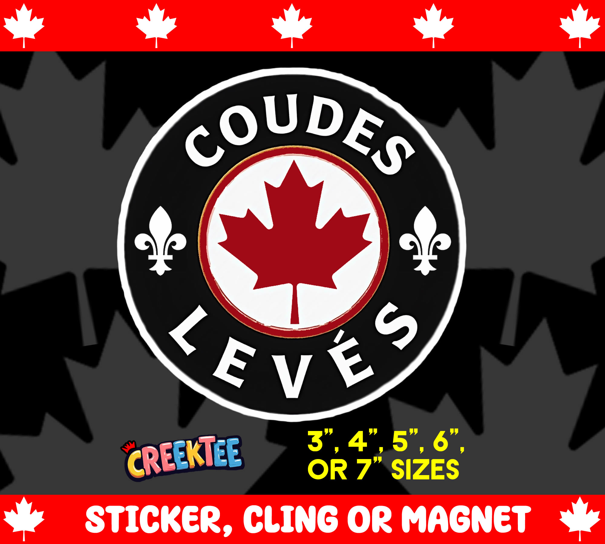 Coudes Leves Die Cut Vinyl Sticker  Window Cling or Magnet with Laminate Coating in Various Sizes - Custom Bumper Sticker, Vinyl Sticker, or Magnet