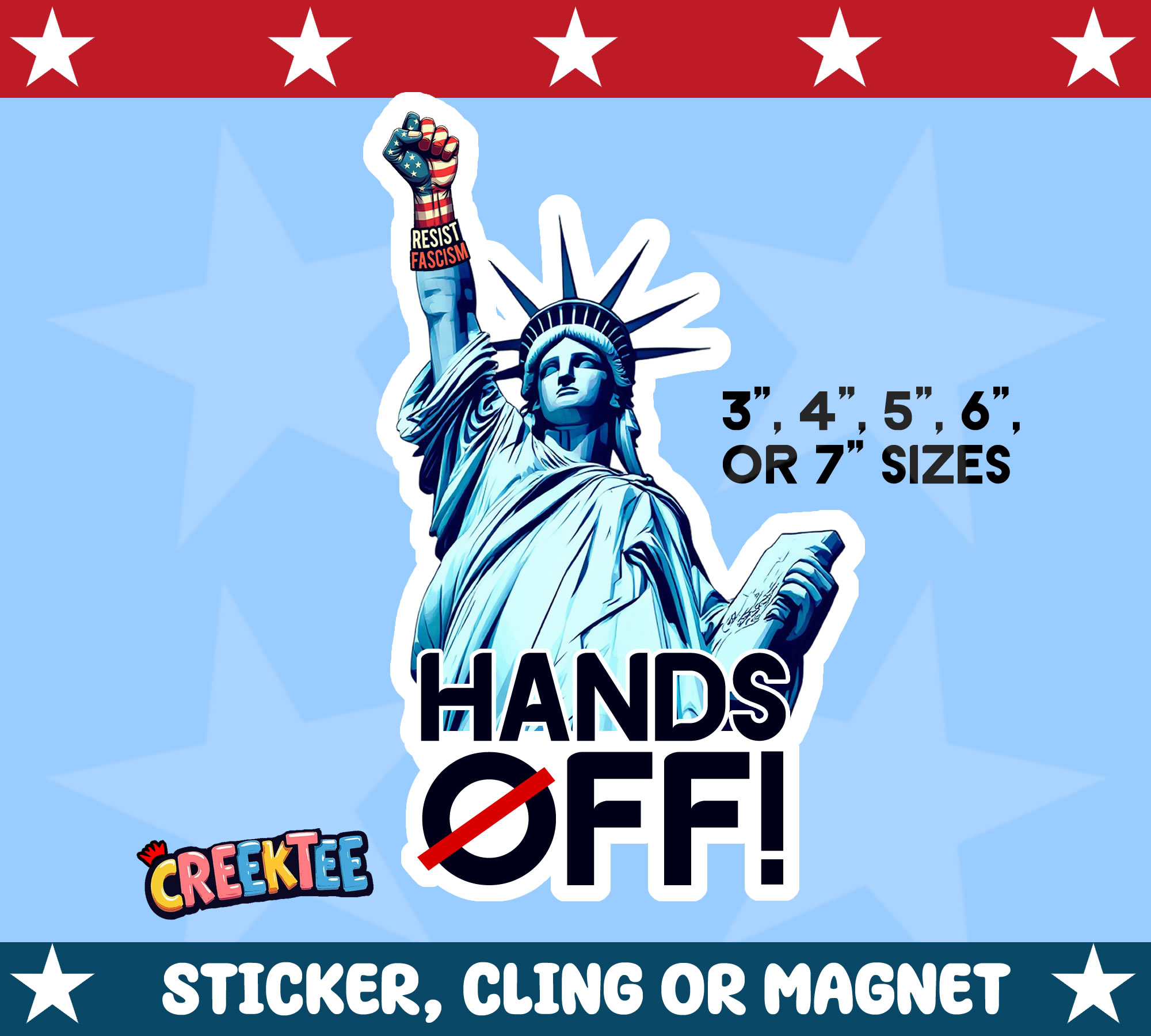 Hands Off  Die Cut Vinyl Sticker  Window Cling or Magnet with Laminate Coating in Various Sizes - Custom Bumper Sticker, Vinyl Sticker, or Magnet