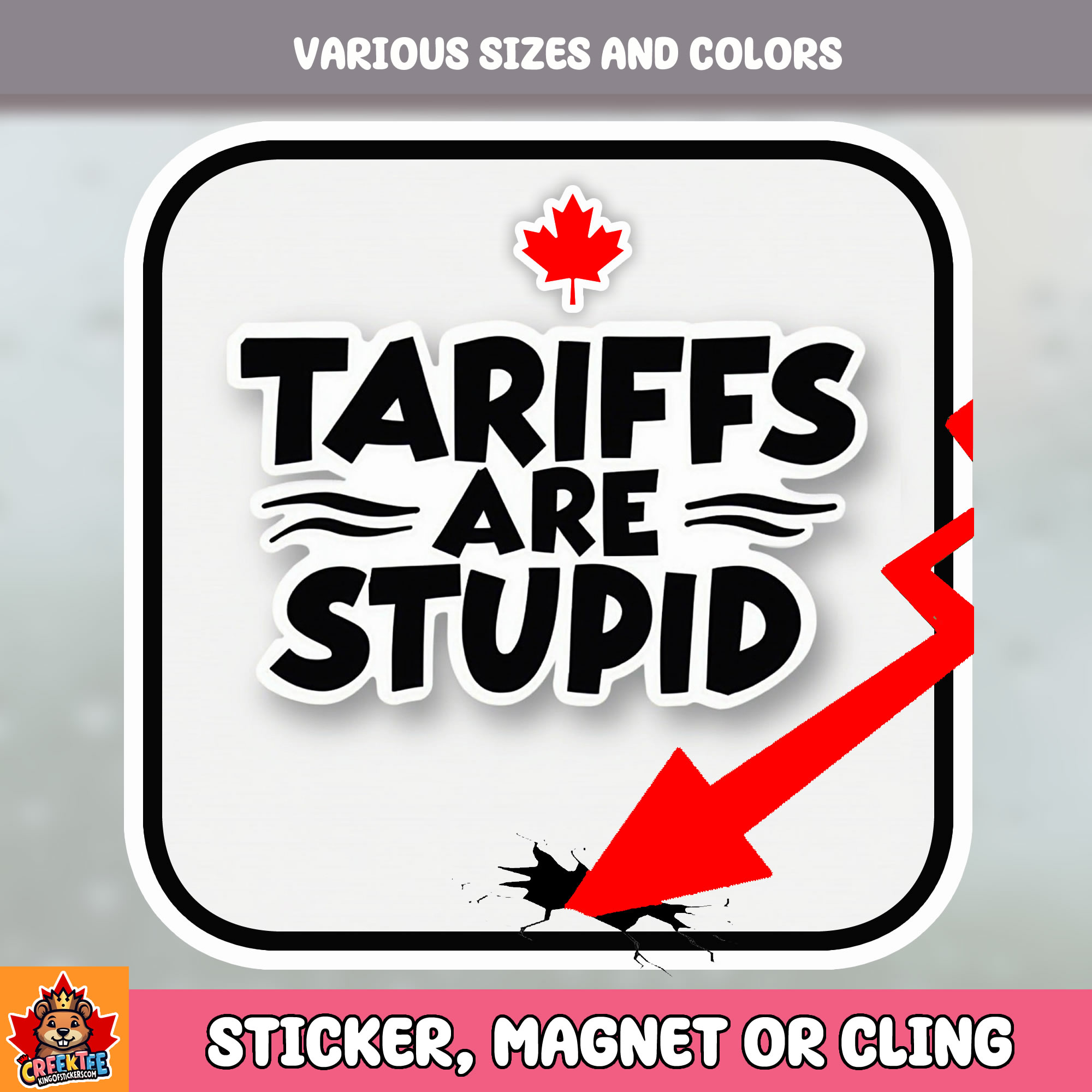Tariffs are Stupid Vinyl Sticker  Window Cling or Magnet with Laminate Coating in Various Sizes - Custom Bumper Sticker, Vinyl Sticker, or Magnet