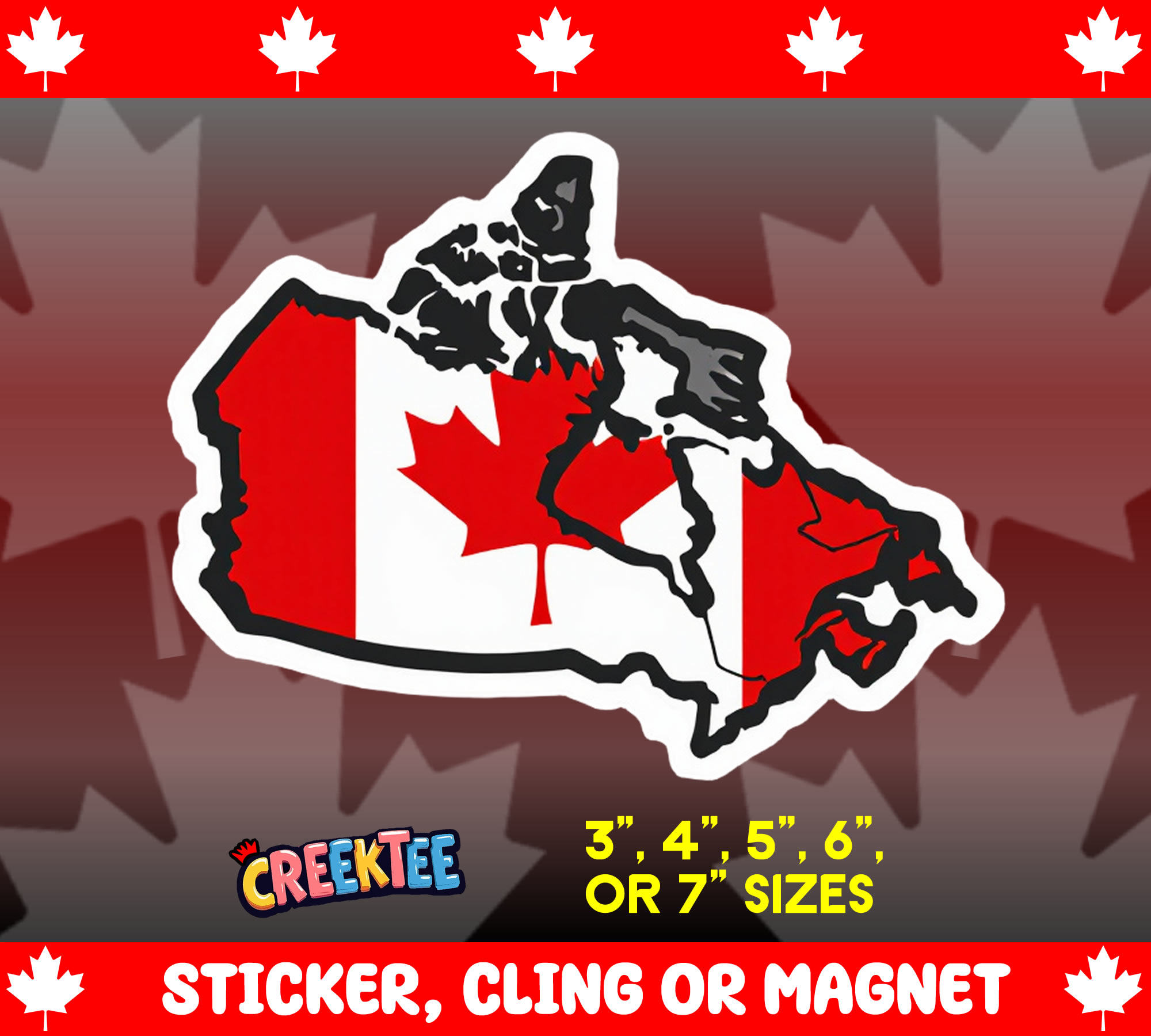 Canada Strong Die Cut Vinyl Sticker  Window Cling or Magnet with Laminate Coating in Various Sizes - Custom Bumper Sticker, Vinyl Sticker, or Magnet