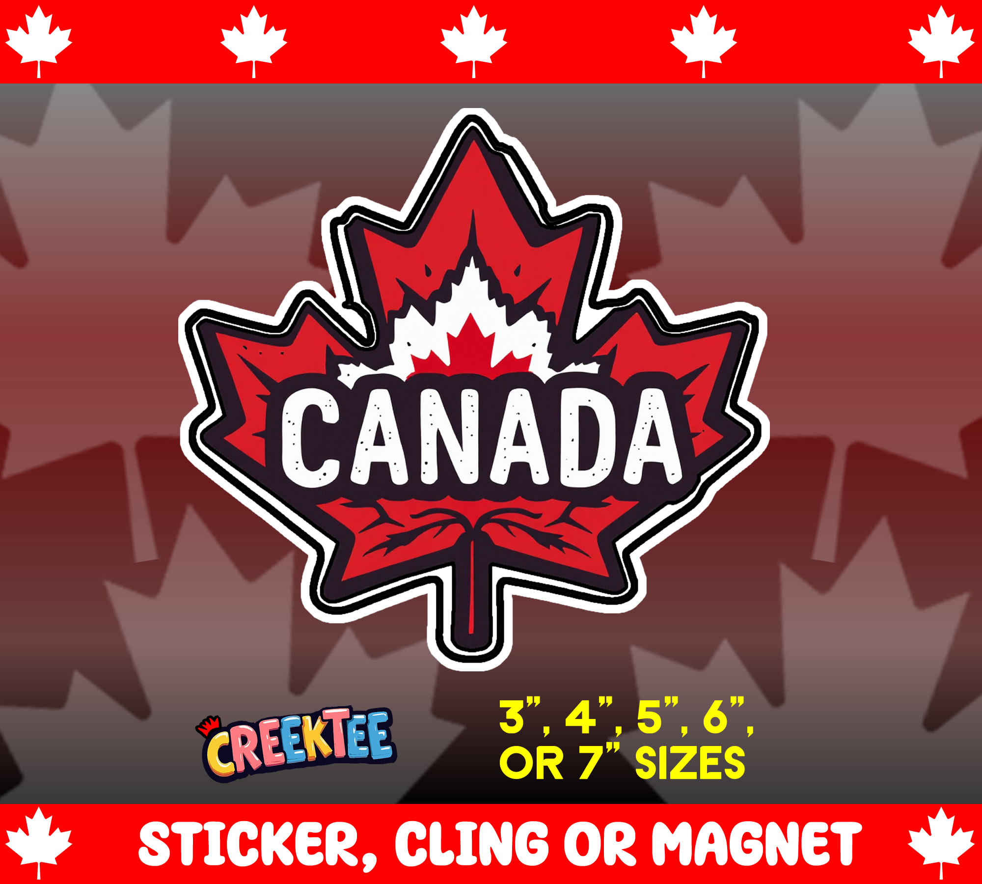 Canada Die Cut Vinyl Sticker  Window Cling or Magnet with Laminate Coating in Various Sizes - Custom Bumper Sticker, Vinyl Sticker, or Magnet