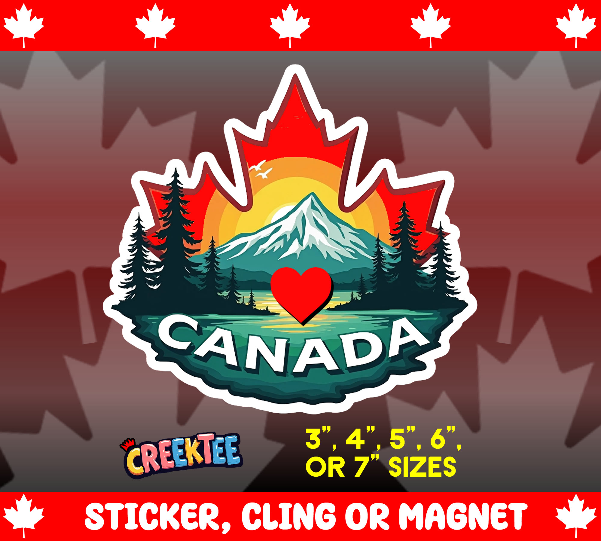 Canada Vinyl Sticker  Window Cling or Magnet with Laminate Coating in Various Sizes - Custom Bumper Sticker, Vinyl Sticker, or Magnet