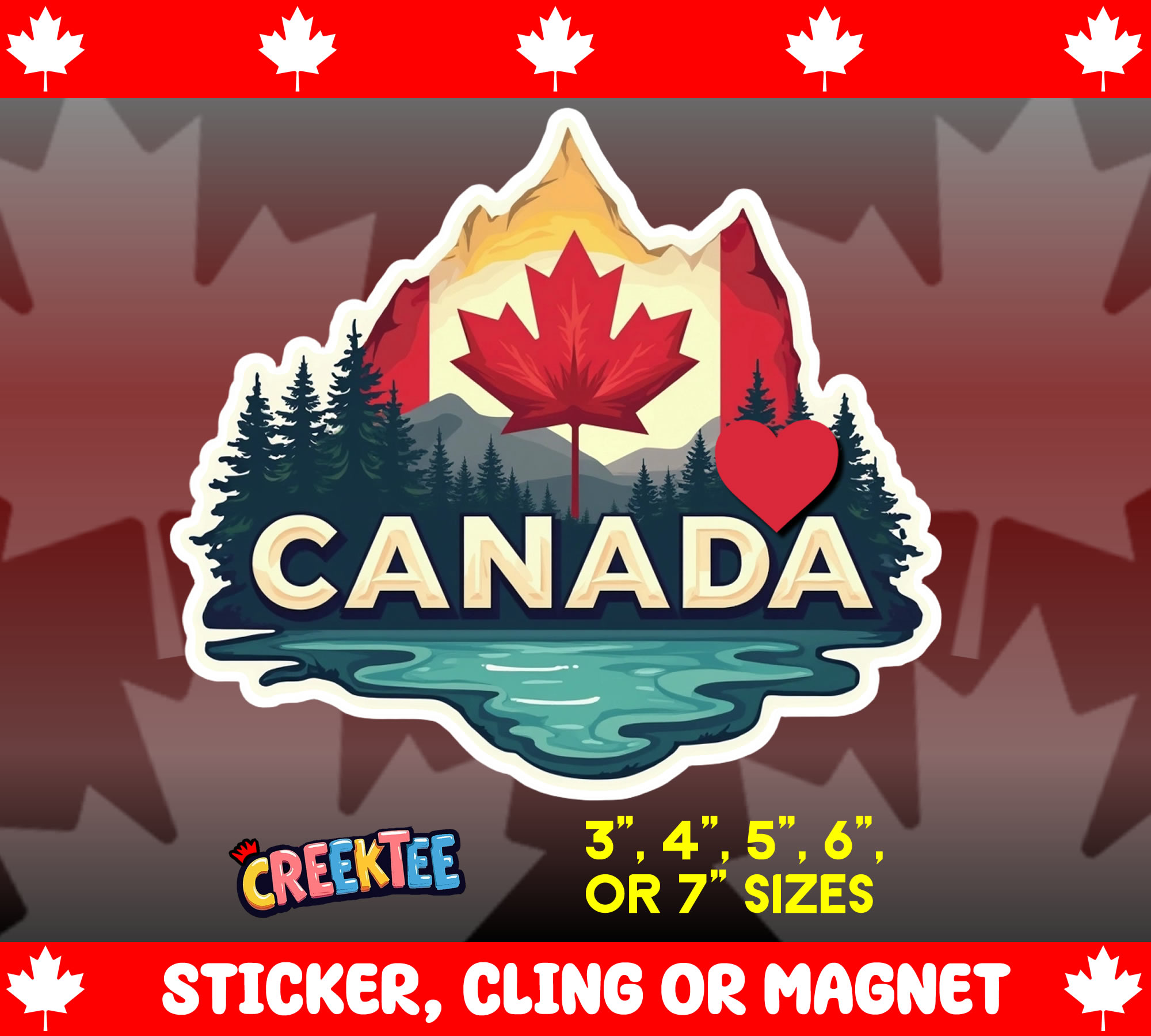 Canada Vinyl Sticker  Window Cling or Magnet with Laminate Coating in Various Sizes - Custom Bumper Sticker, Vinyl Sticker, or Magnet