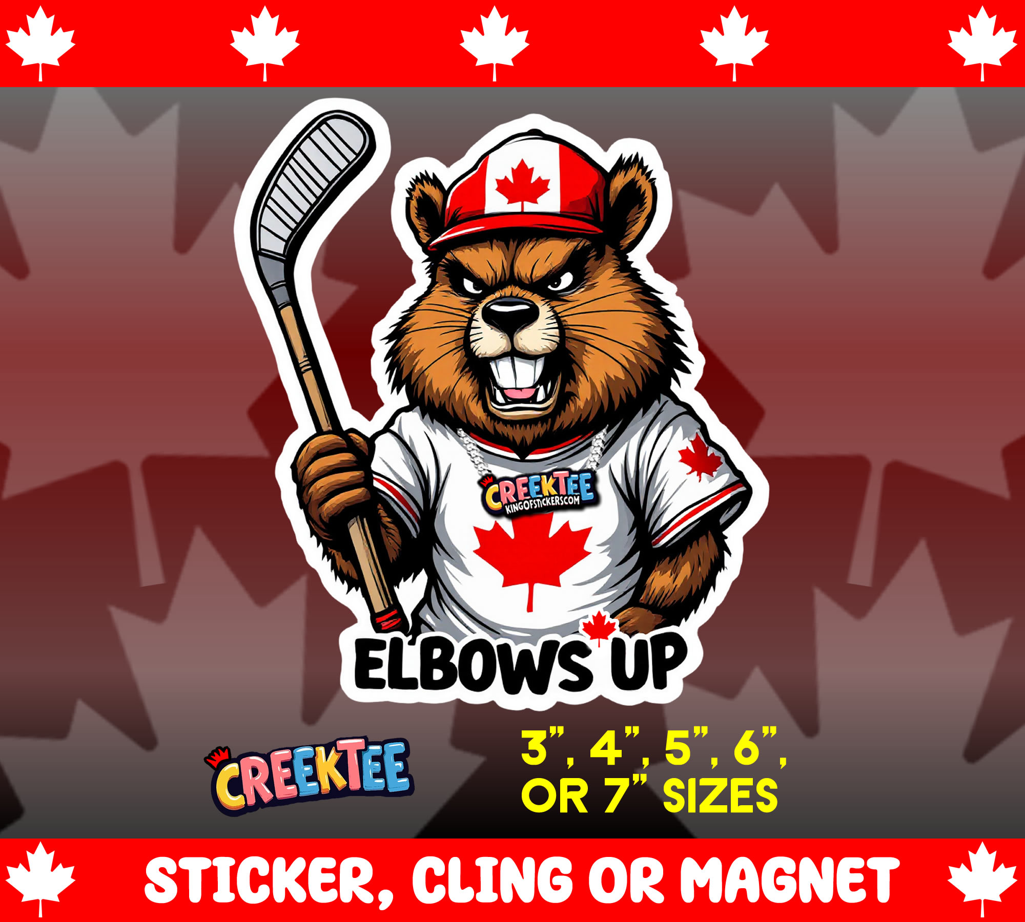 Elbows Up Die Cut Vinyl Sticker  Window Cling or Magnet with Laminate Coating in Various Sizes - Custom Bumper Sticker, Vinyl Sticker, or Magnet