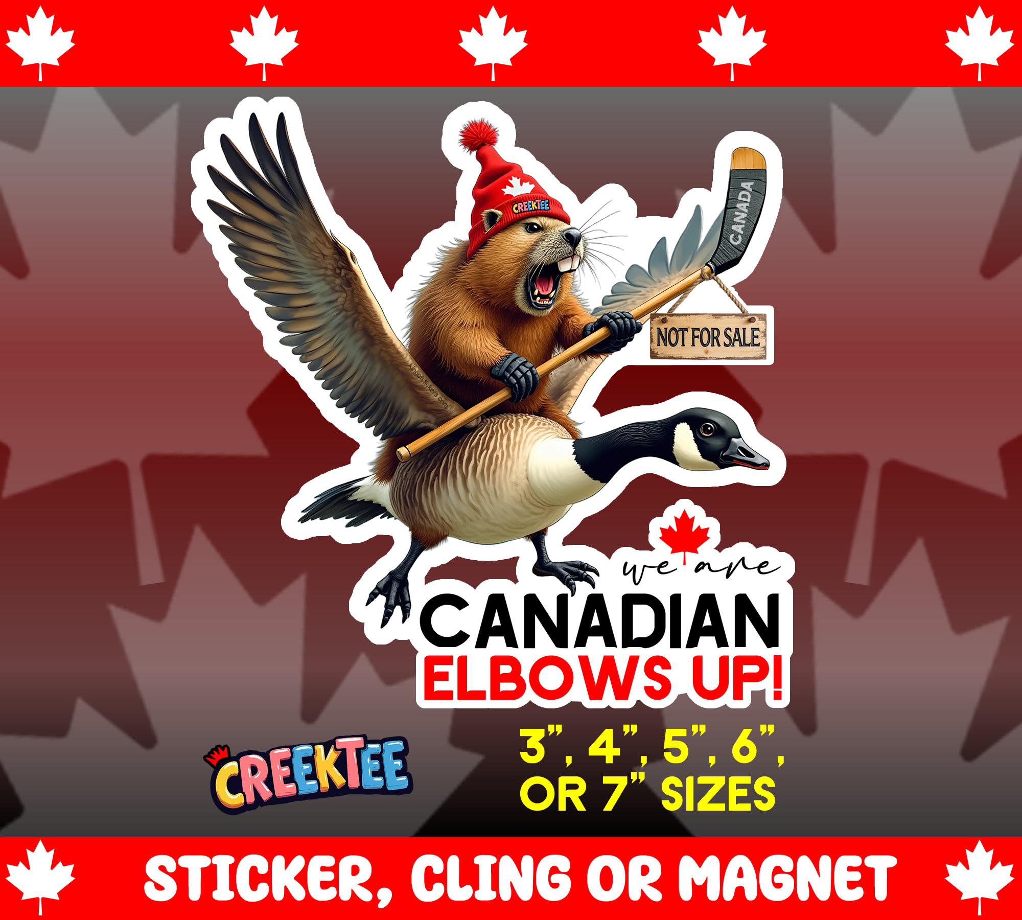 We are Canadian  Elbows Up  Die Cut Vinyl Sticker  Window Cling or Magnet with Laminate Coating in Various Sizes - Custom Bumper Sticker, Vinyl Sticker, or Magnet