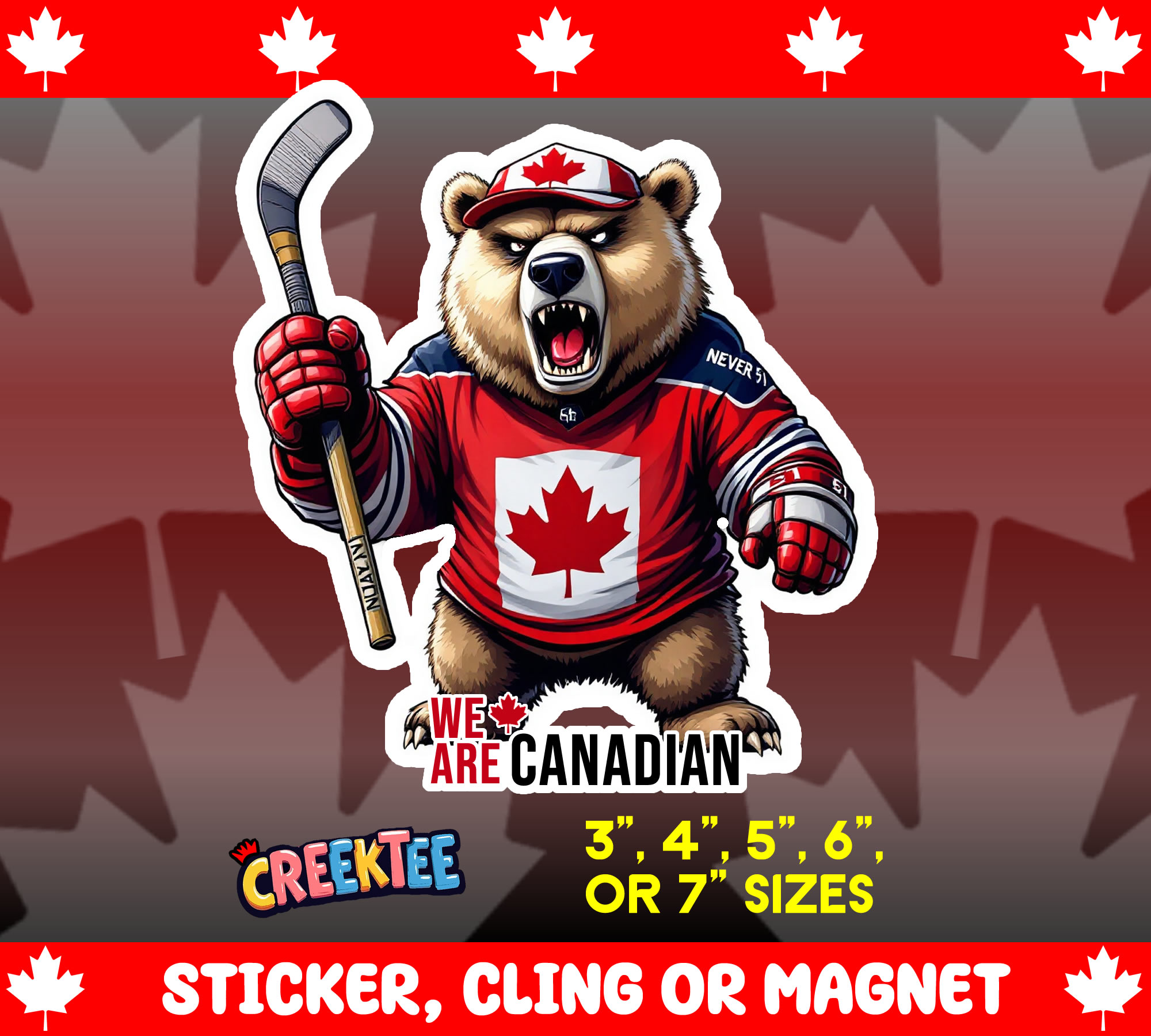 We are Canadian Die Cut Vinyl Sticker  Window Cling or Magnet with Laminate Coating in Various Sizes - Custom Bumper Sticker, Vinyl Sticker, or Magnet