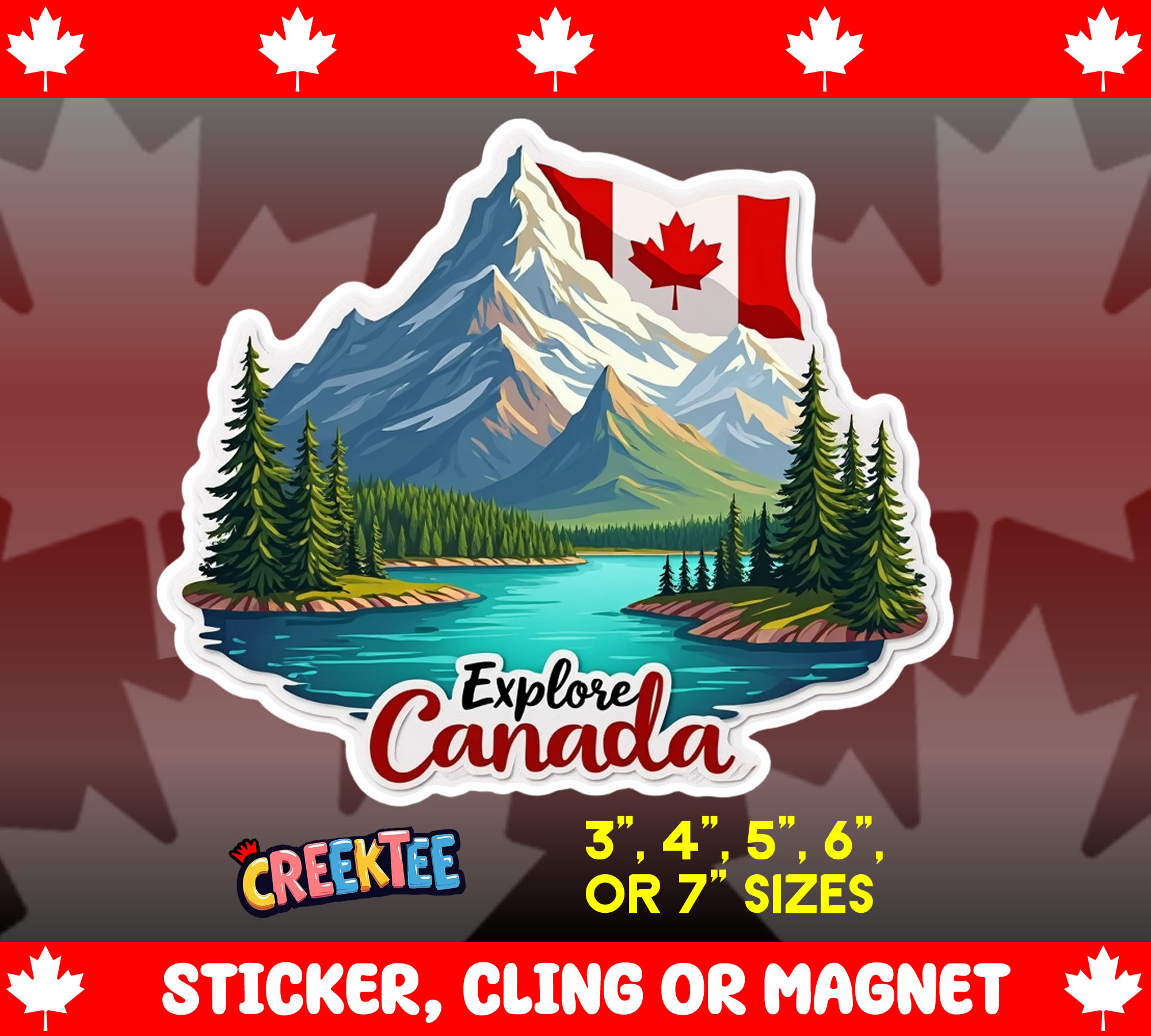 Explore Canada Die Cut Vinyl Sticker  Window Cling or Magnet with Laminate Coating in Various Sizes - Custom Bumper Sticker, Vinyl Sticker, or Magnet