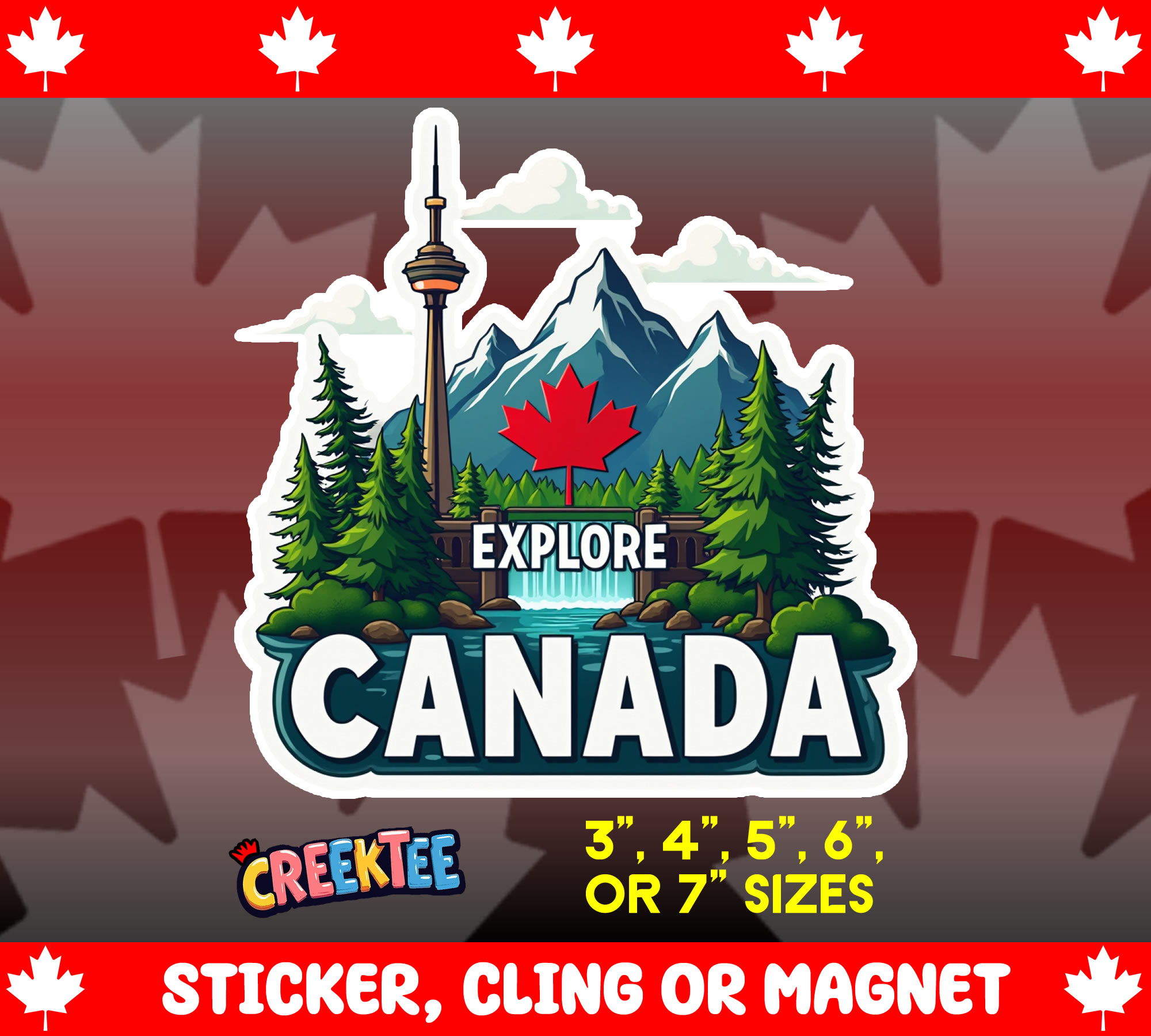 Explore Canada Die Cut Vinyl Sticker  Window Cling or Magnet with Laminate Coating in Various Sizes - Custom Bumper Sticker, Vinyl Sticker, or Magnet