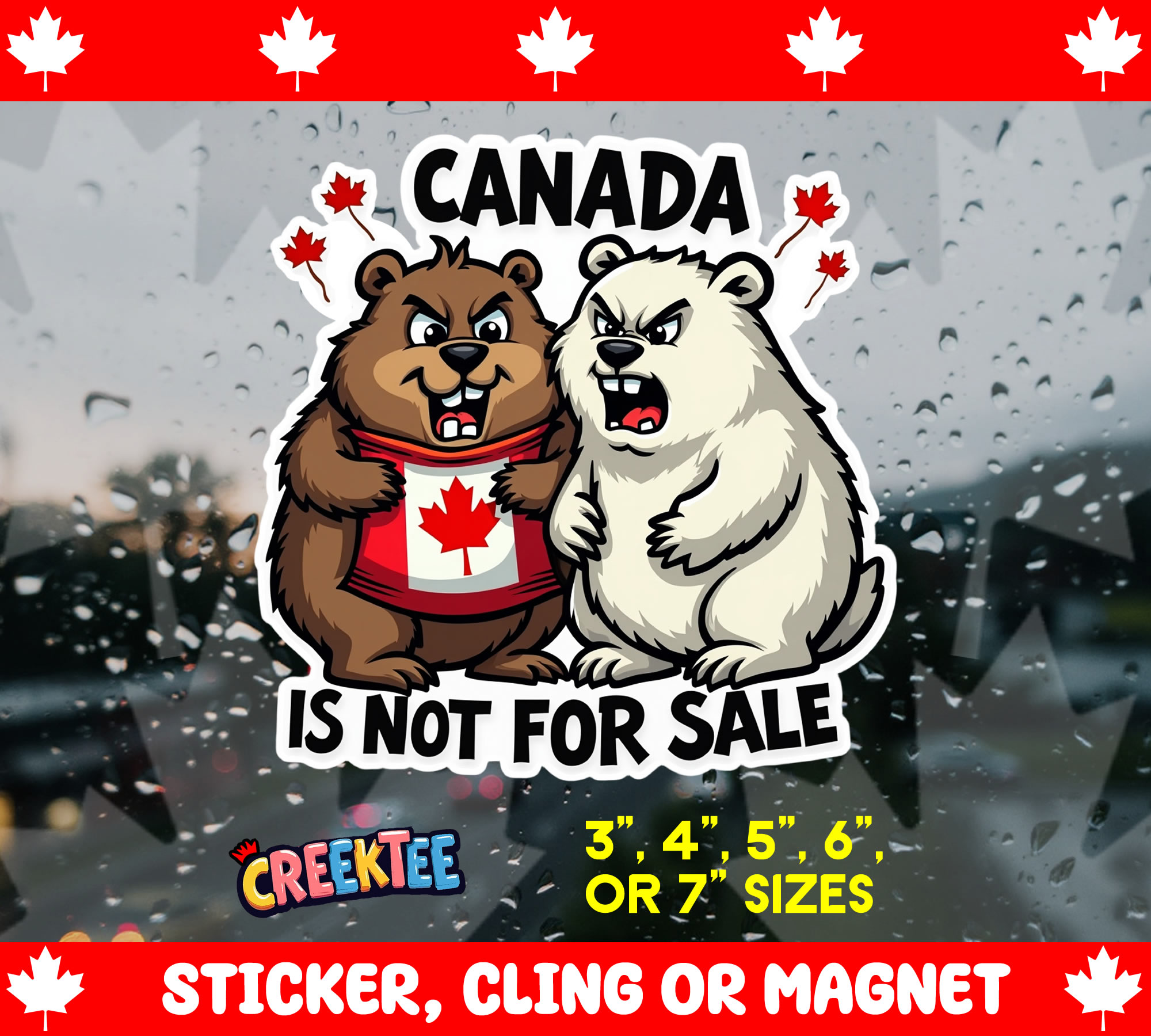 Canada is Not for Sale Die Cut Vinyl Sticker  Window Cling or Magnet with Laminate Coating in Various Sizes - Custom Bumper Sticker, Vinyl Sticker, or Magnet