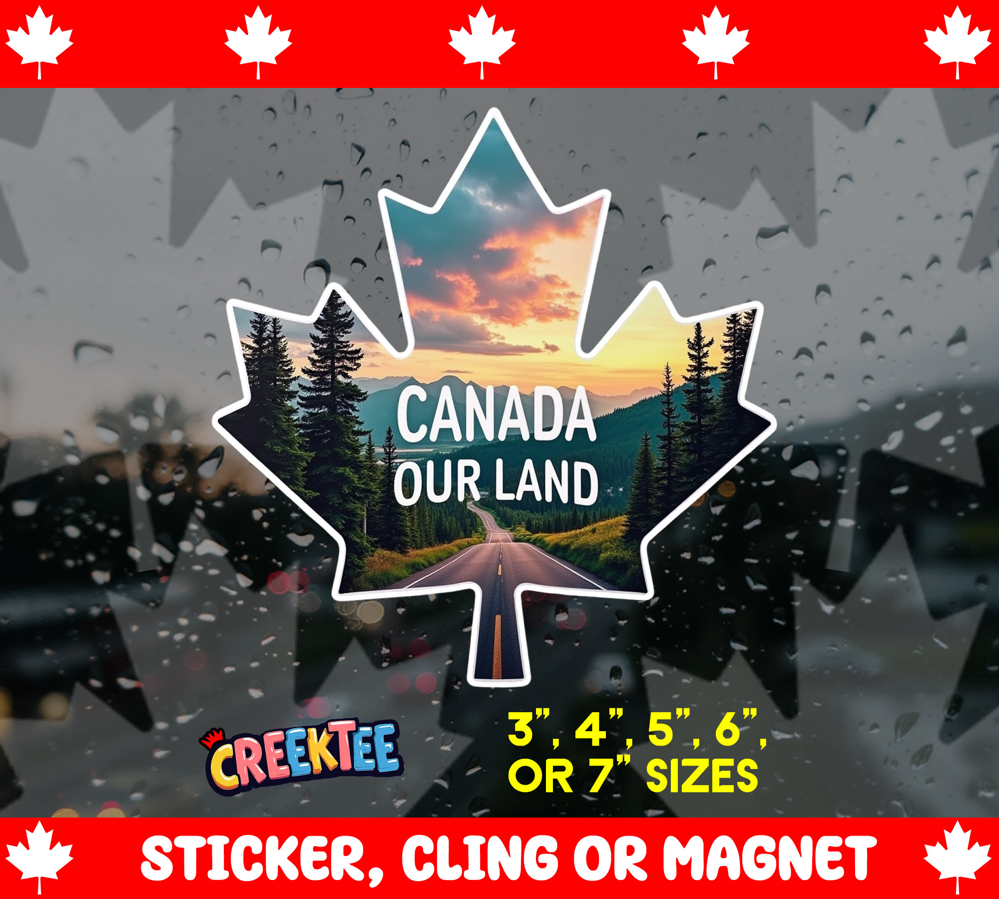Canada Our Land Die Cut Vinyl Sticker  Window Cling or Magnet with Laminate Coating in Various Sizes - Custom Bumper Sticker, Vinyl Sticker, or Magnet