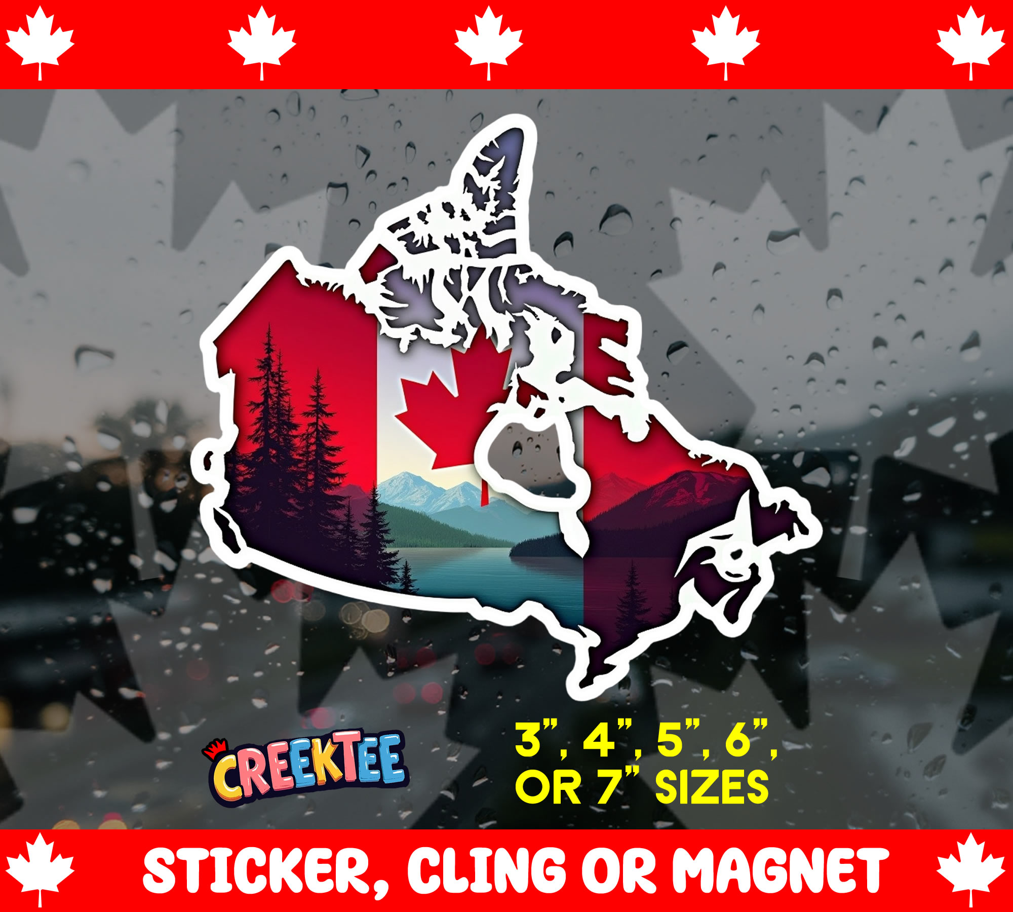 Canada Die Cut Vinyl Sticker  Window Cling or Magnet with Laminate Coating in Various Sizes - Custom Bumper Sticker, Vinyl Sticker, or Magnet