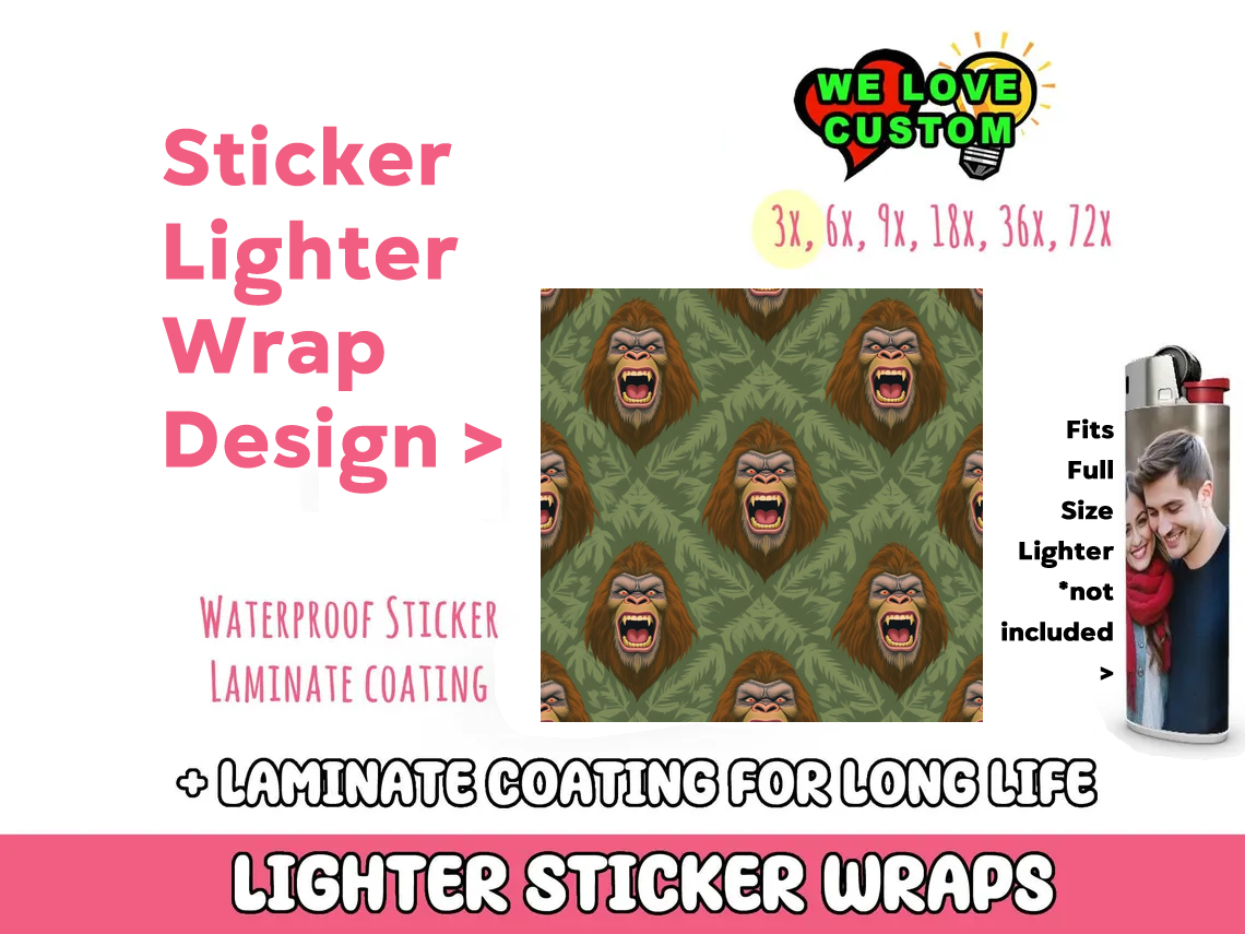 Ape Lighter Wraps  Your Custom Photo or Text - Custom Bumper Sticker, Vinyl Sticker, or Magnet