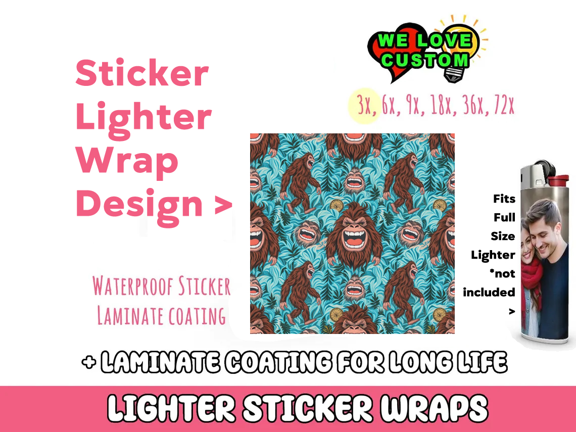 Apes Lighter Wraps  Your Custom Photo or Text - Custom Bumper Sticker, Vinyl Sticker, or Magnet