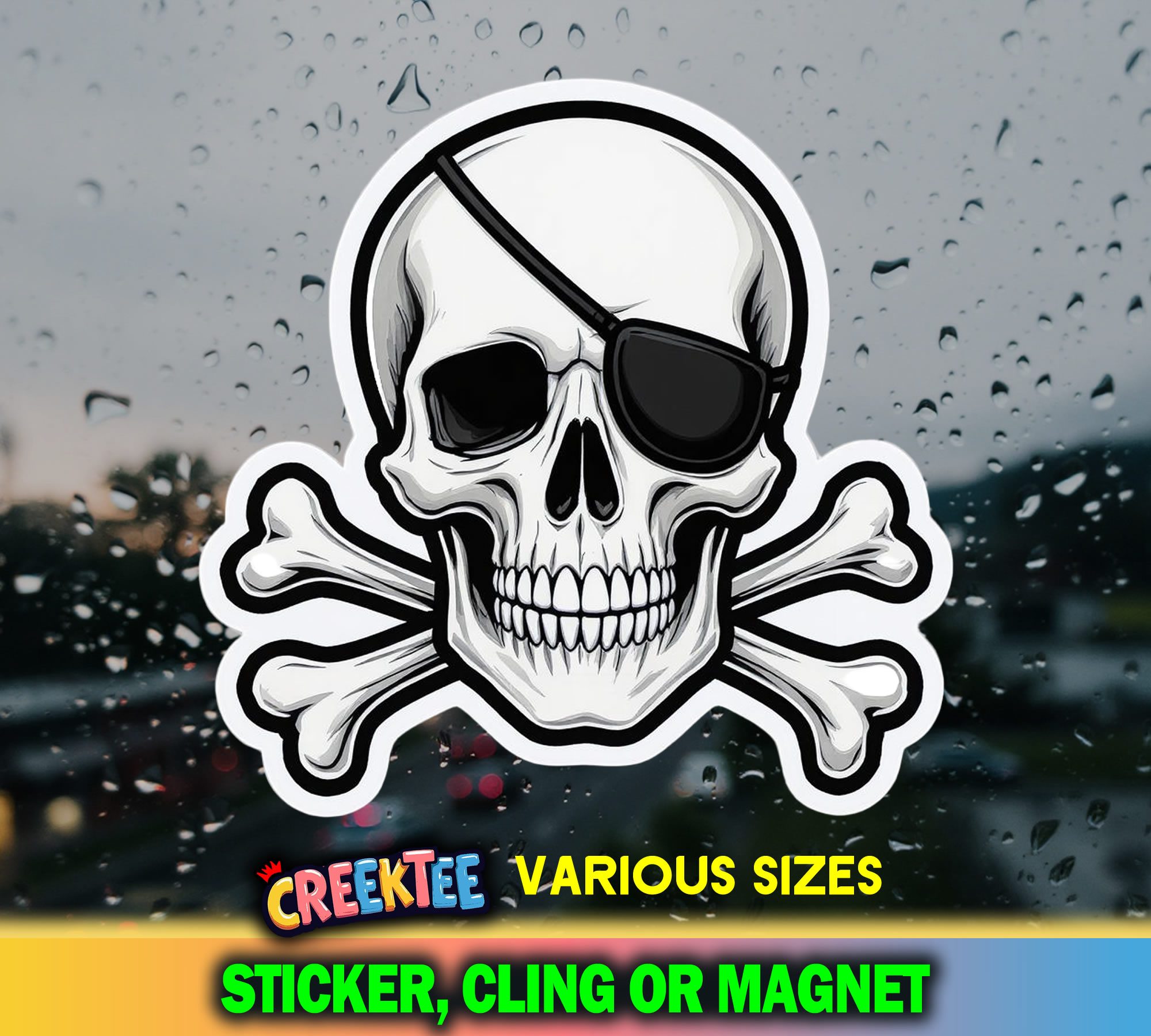 Skull Die Cut Vinyl Sticker  Window Cling or Magnet with Laminate Coating in Various Sizes - Custom Bumper Sticker, Vinyl Sticker, or Magnet