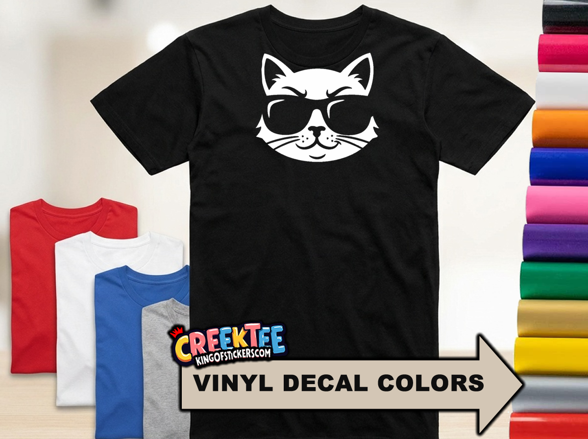 Cool Cat HTV Vinyl Tee  - Custom Bumper Sticker, Vinyl Sticker, or Magnet
