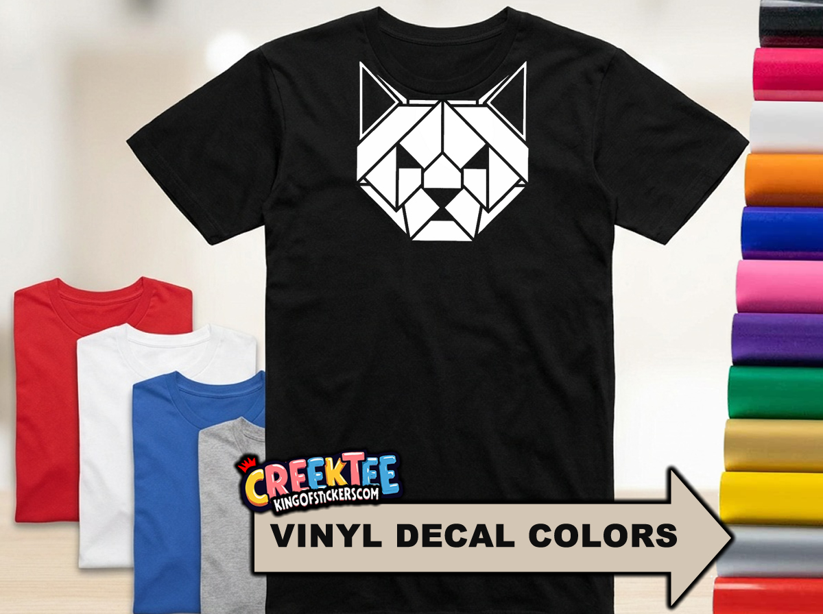 Geo Metric Cat Fun HTV Vinyl Print Tee Various Colors and Sizes - Custom Bumper Sticker, Vinyl Sticker, or Magnet