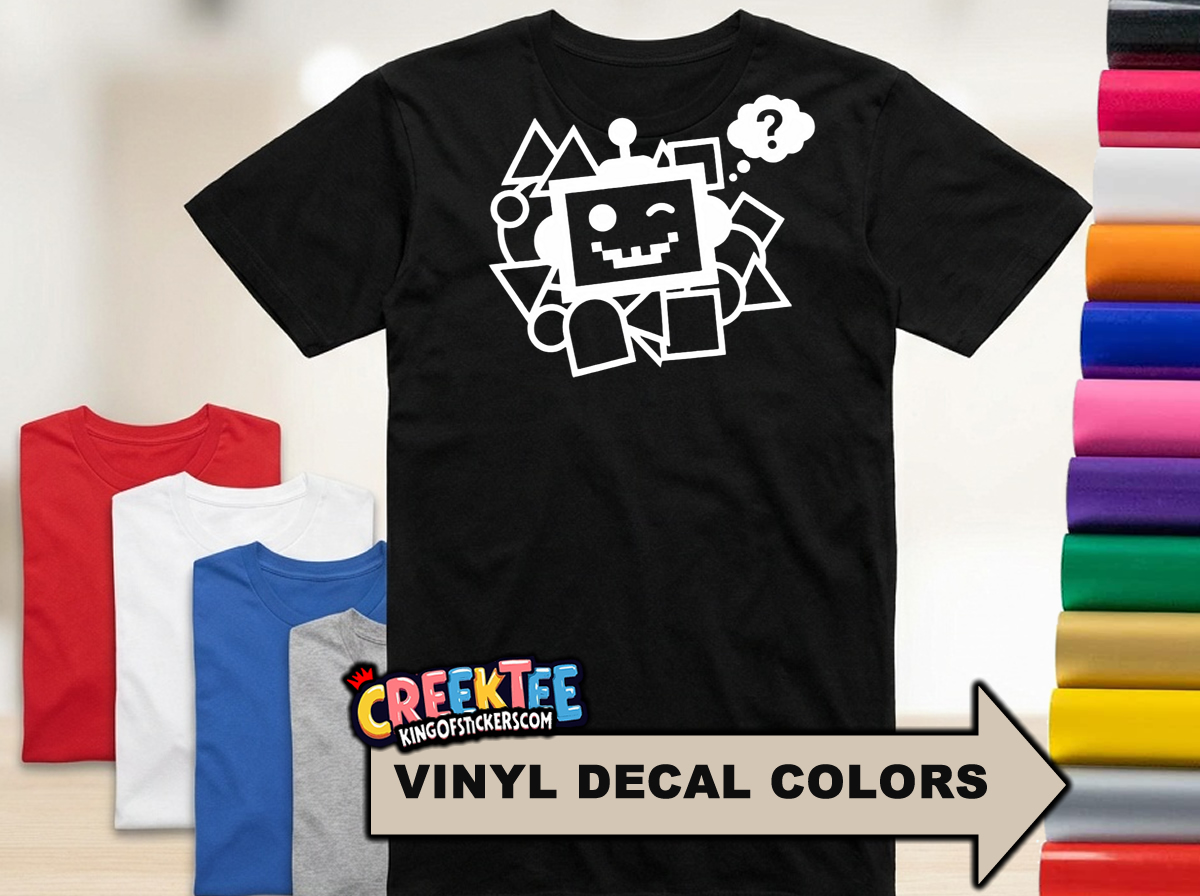 AI Geometric Fun HTV Vinyl Print Tee Various Colors and Sizes - Custom Bumper Sticker, Vinyl Sticker, or Magnet