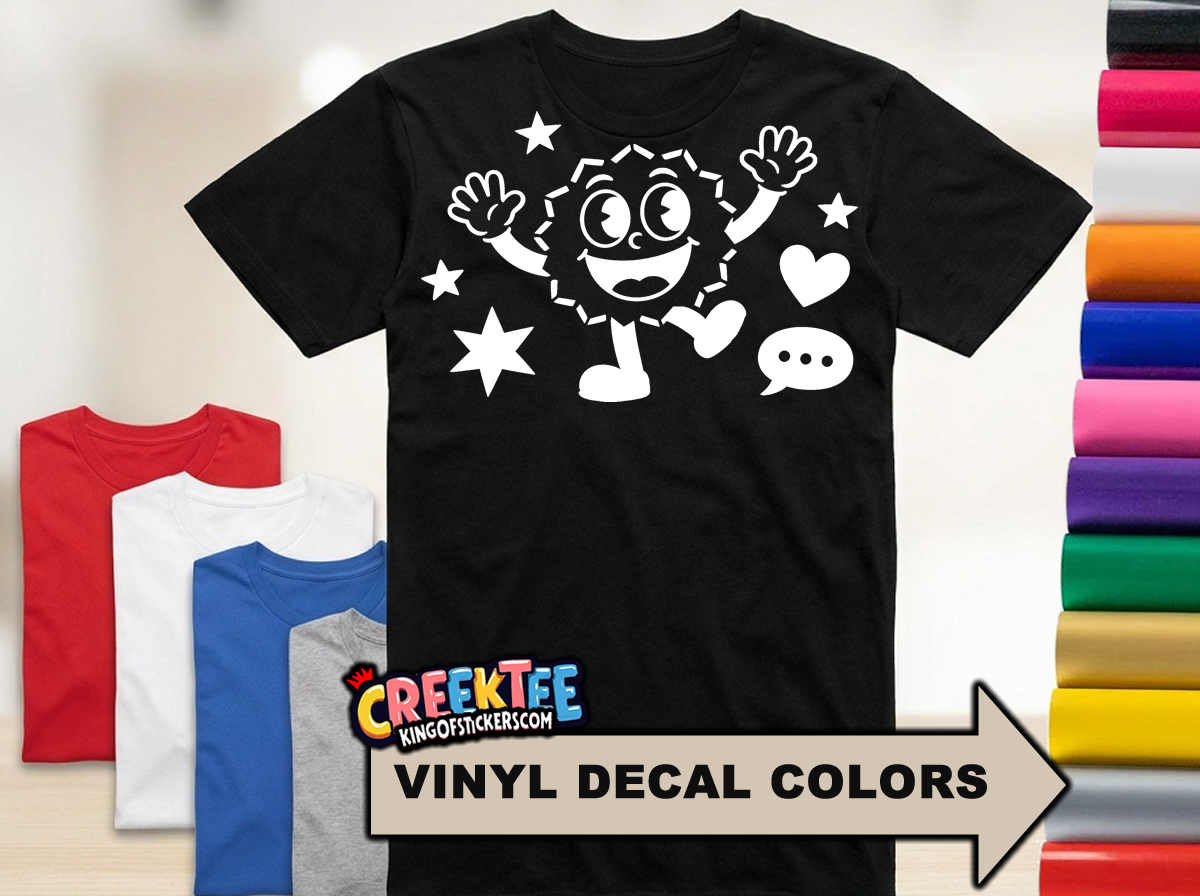 Dancing Laughing Sun Love Life Fun HTV Vinyl Print Tees  Assorted Colors and Sizes  - Custom Bumper Sticker, Vinyl Sticker, or Magnet