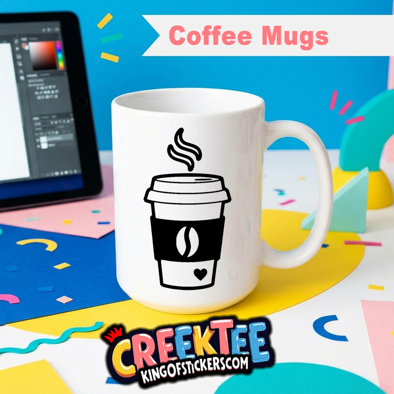 Coffee  Coffee Mug In Your Custom Print Color - Custom Bumper Sticker, Vinyl Sticker, or Magnet